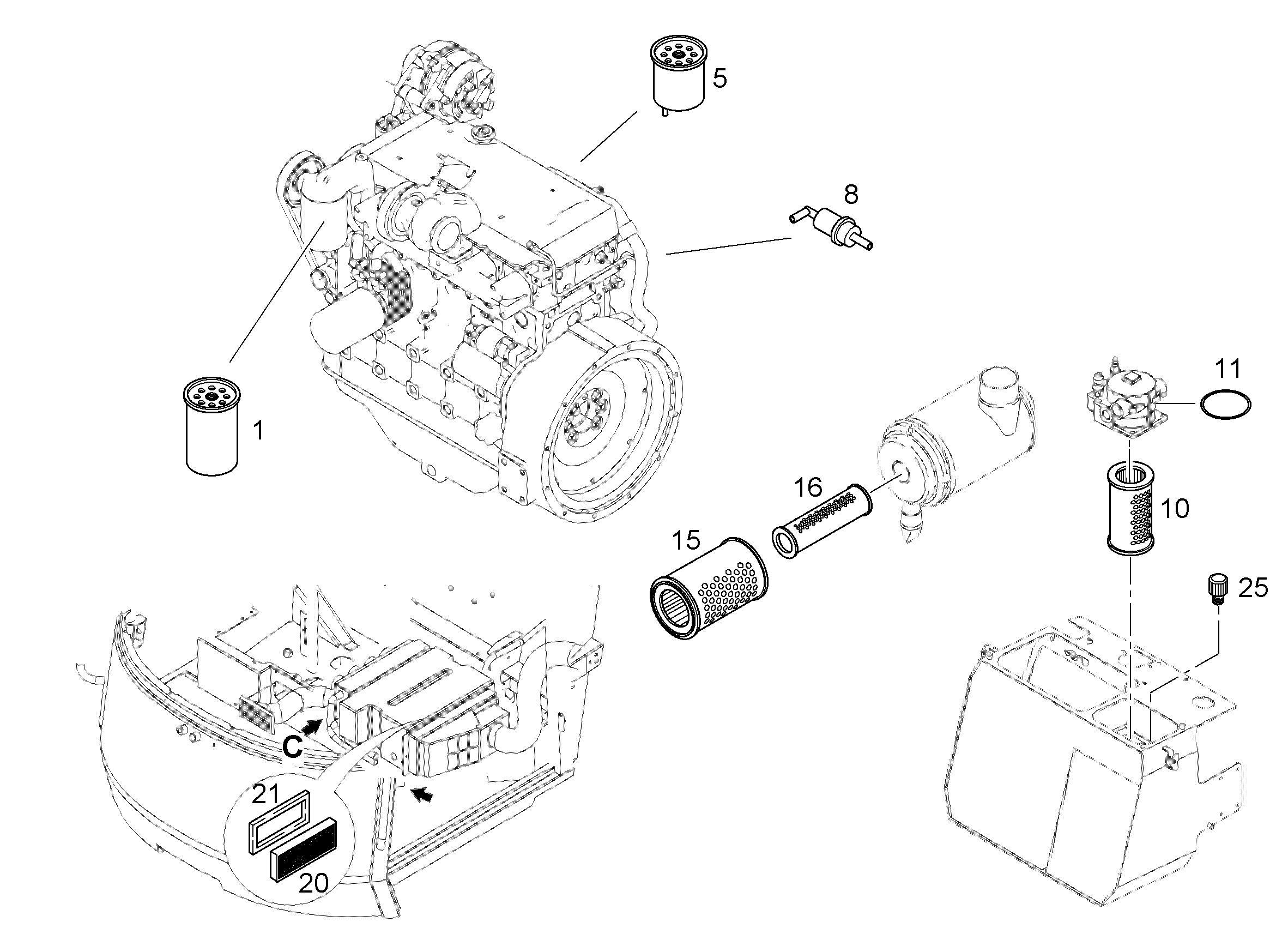 ФИЛЬТР ПРОДУВОЧНЫЙ 2µm 10222405 LIEBHERR