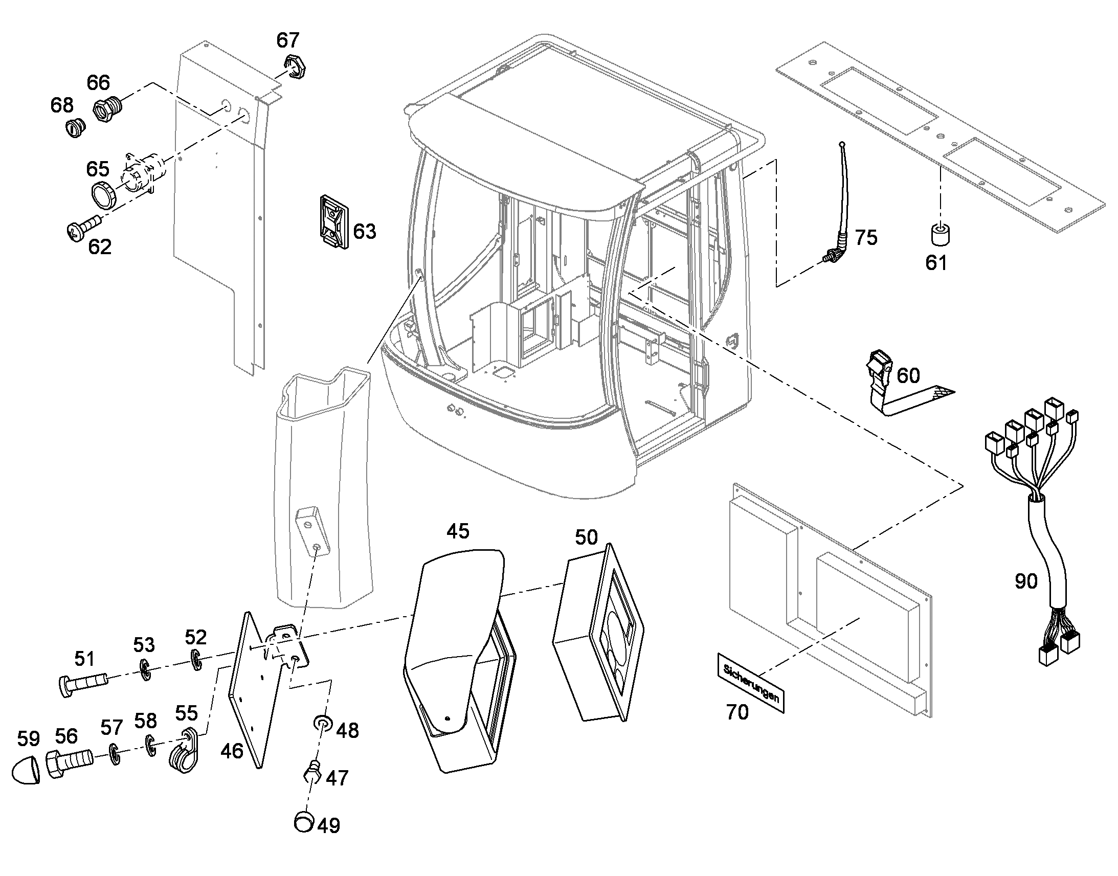 КОМПЛЕКТ КАБЕЛЕЙ КАБИНЫ W157 8924762 LIEBHERR