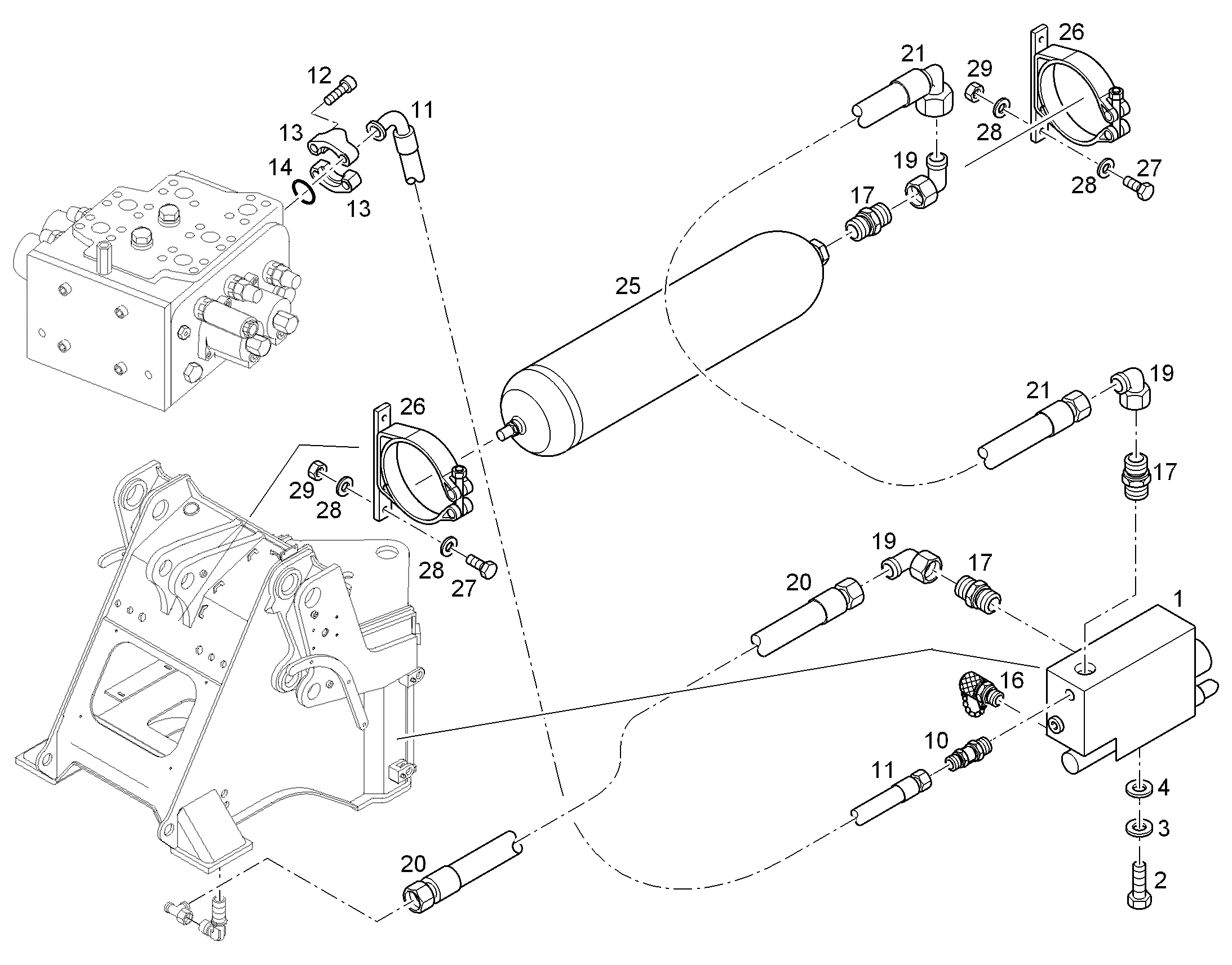 АККУМУЛЯТОР ПОРШНЕВОЙ 4l/280bar/37bar -30/+80°C G1 10490793 LIEBHERR