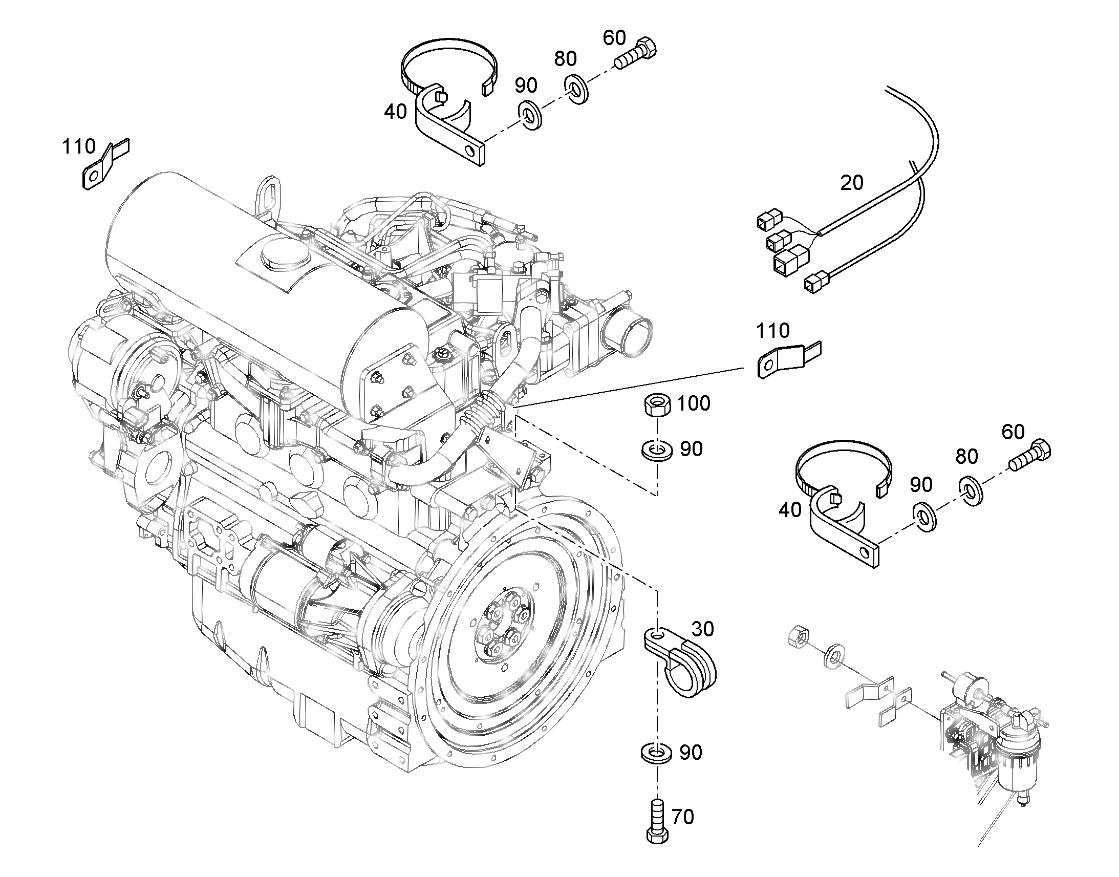 КОМПЛЕКТ КАБЕЛЕЙ ДВИГАТЕЛЯ W166 93022586 LIEBHERR