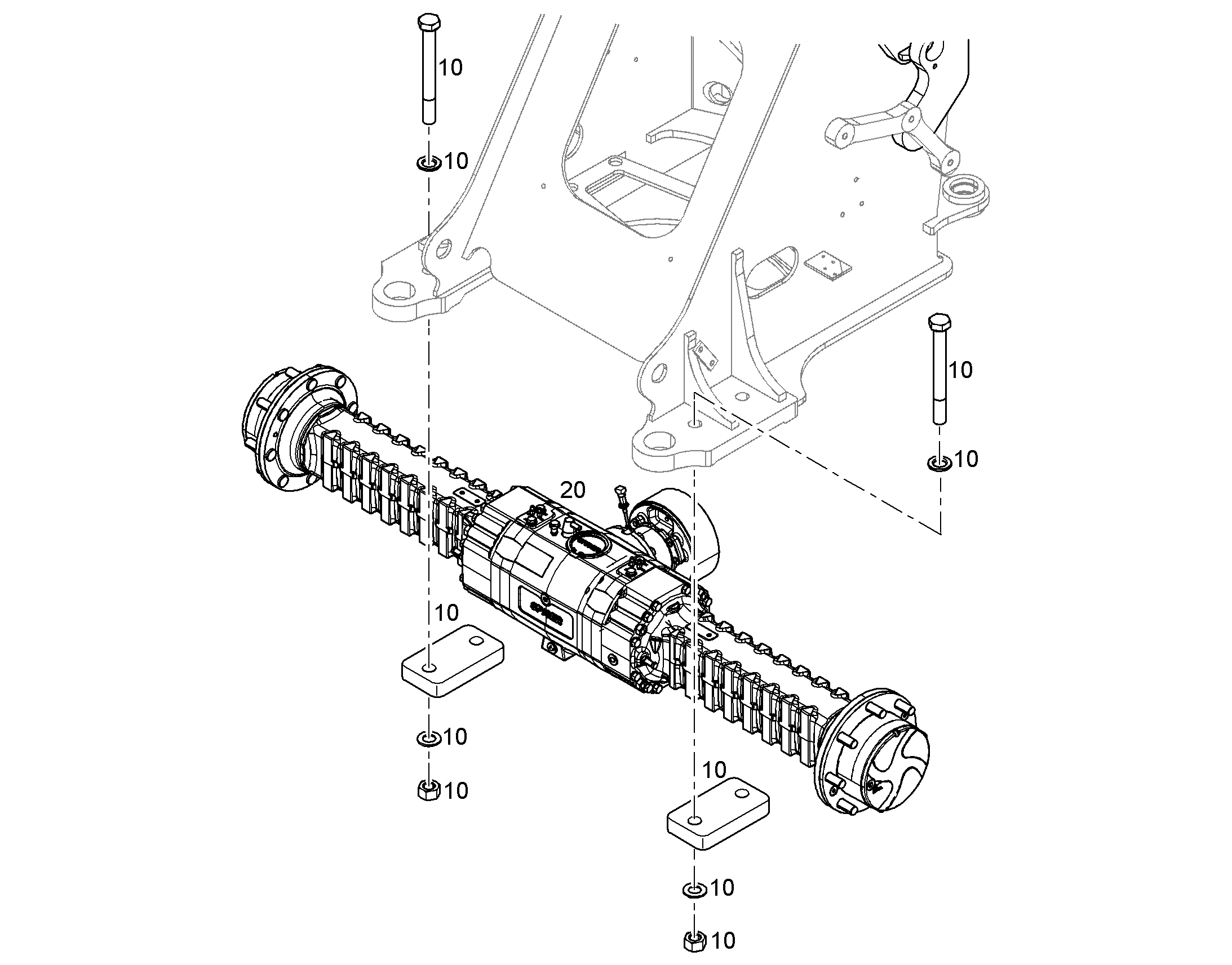 FRONT AXLE INSTALLATION 11407286 LIEBHERR