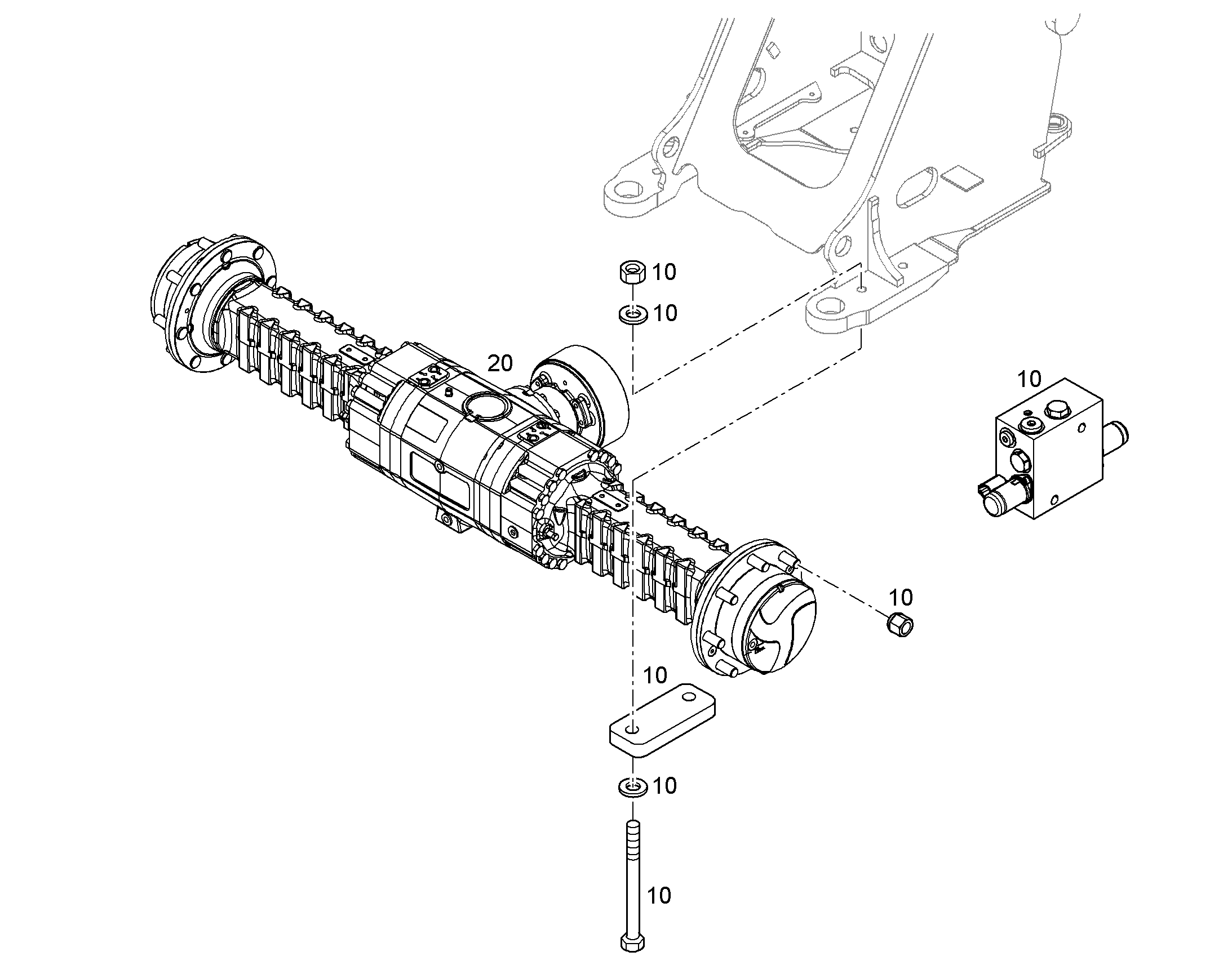 FRONT AXLE INSTALLATION 12410576 LIEBHERR