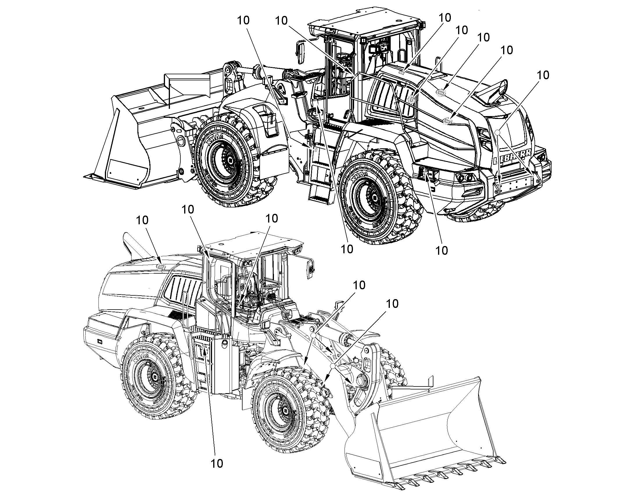РАСПОЛОЖЕНИЕ ТАБЛИЧЕК 13480531 LIEBHERR