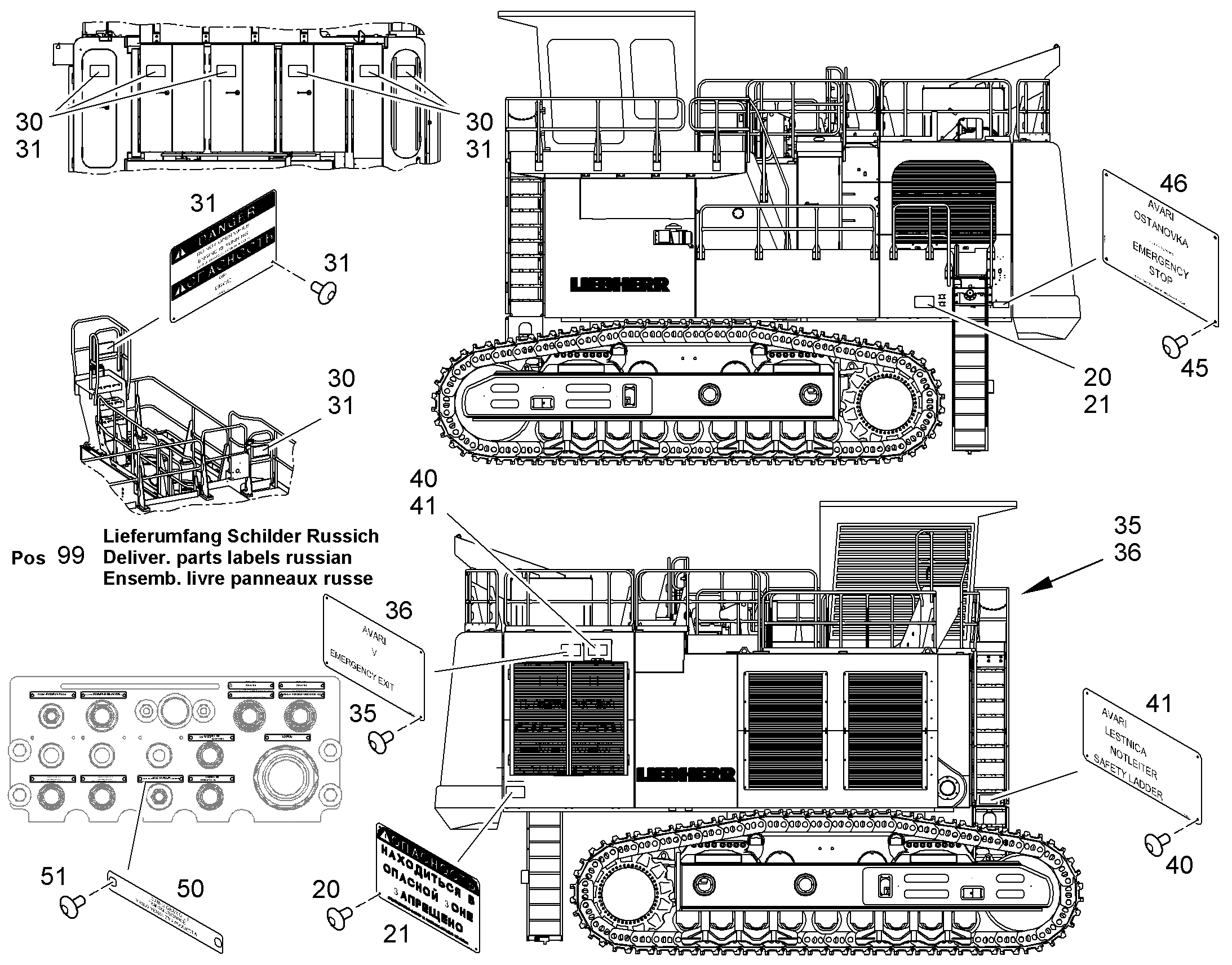ЗНАК ПРЕДУПРЕЖДАЮЩИЙ 10049229 LIEBHERR