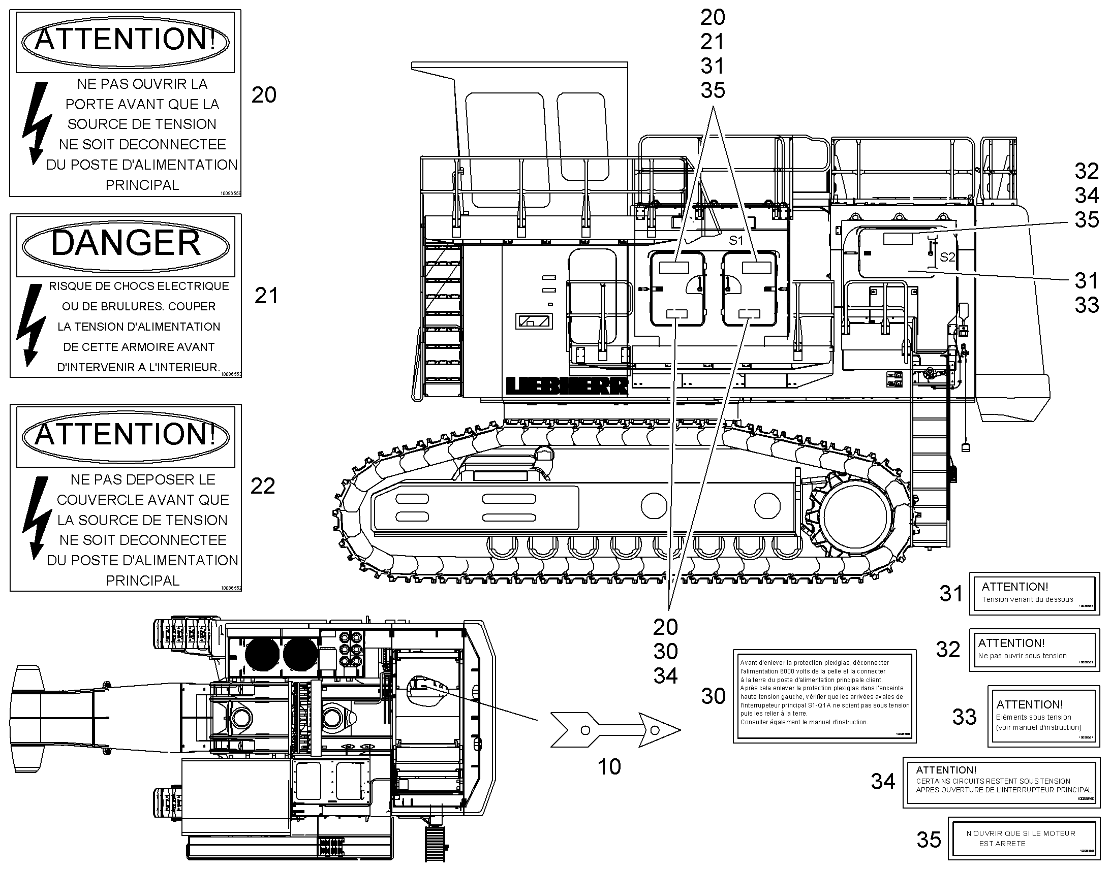 ЗНАК ПРЕДУПРЕЖДАЮЩИЙ 10086552 LIEBHERR