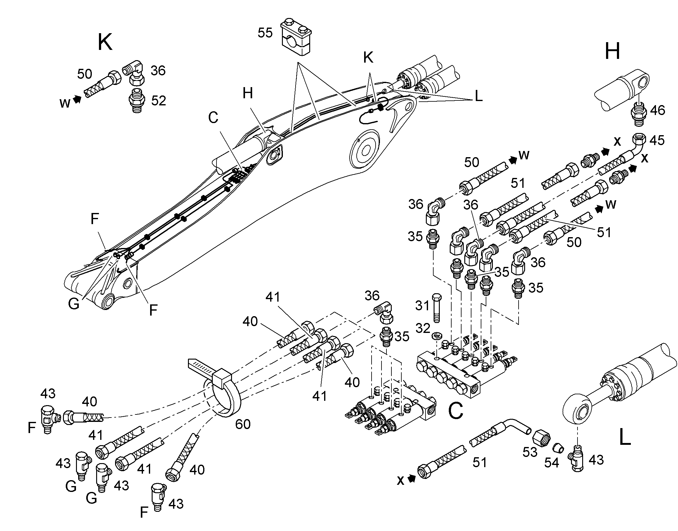 ШЛАНГ МАСЛЯНЫЙ 5X1200 5616592 LIEBHERR