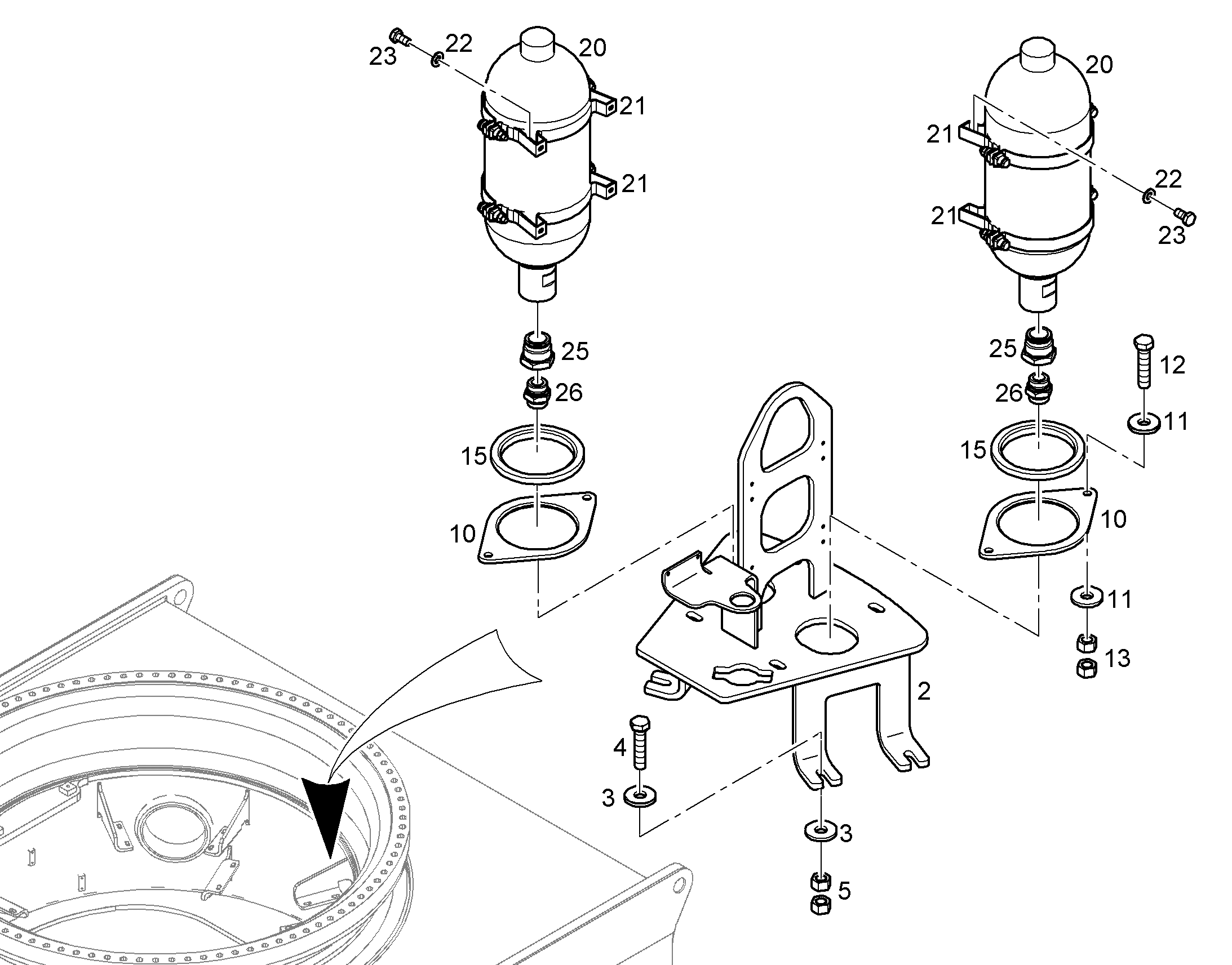 ПНЕВМОГИДРОАККУМУЛЯТОР 13l/262bar/130bar -10/+80°C G2 12231331 LIEBHERR