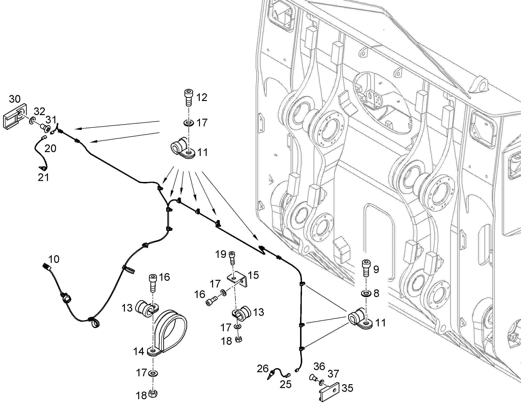 WIRING HARNESS BUCKET 11752907 LIEBHERR