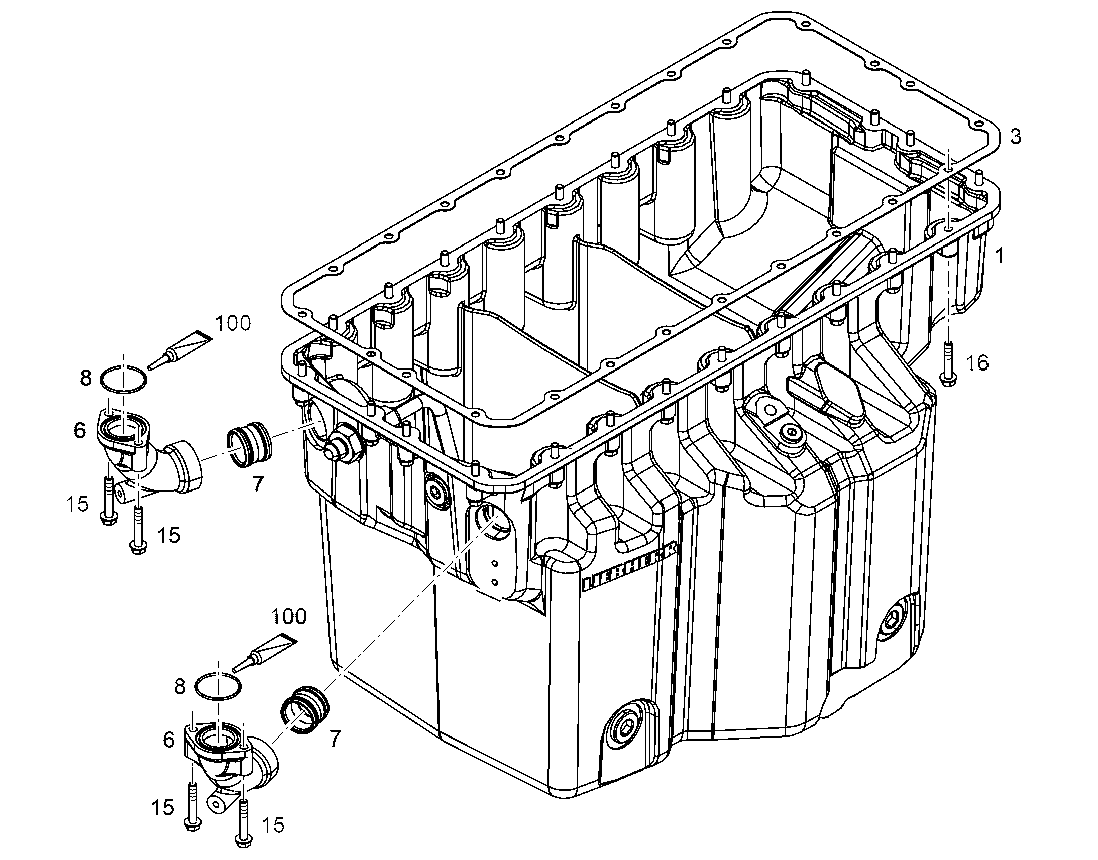 МАСЛЯНЫЙ ПОДДОН МОНТИРОВАН 11364590 LIEBHERR