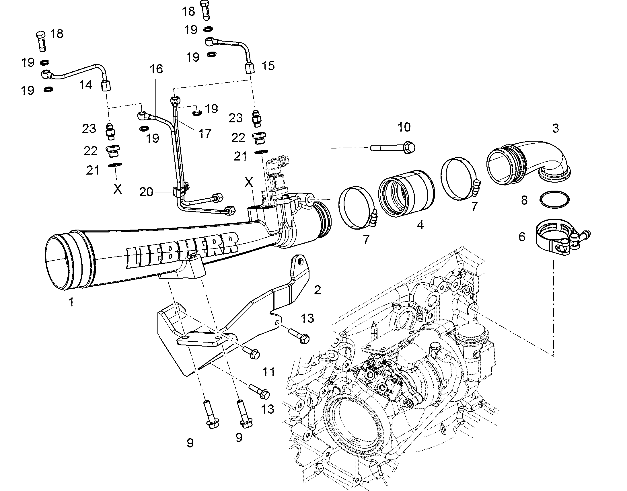 ТРУБОПРОВОДЫ ВОЗДУХОНАДДУВА 10133351 LIEBHERR