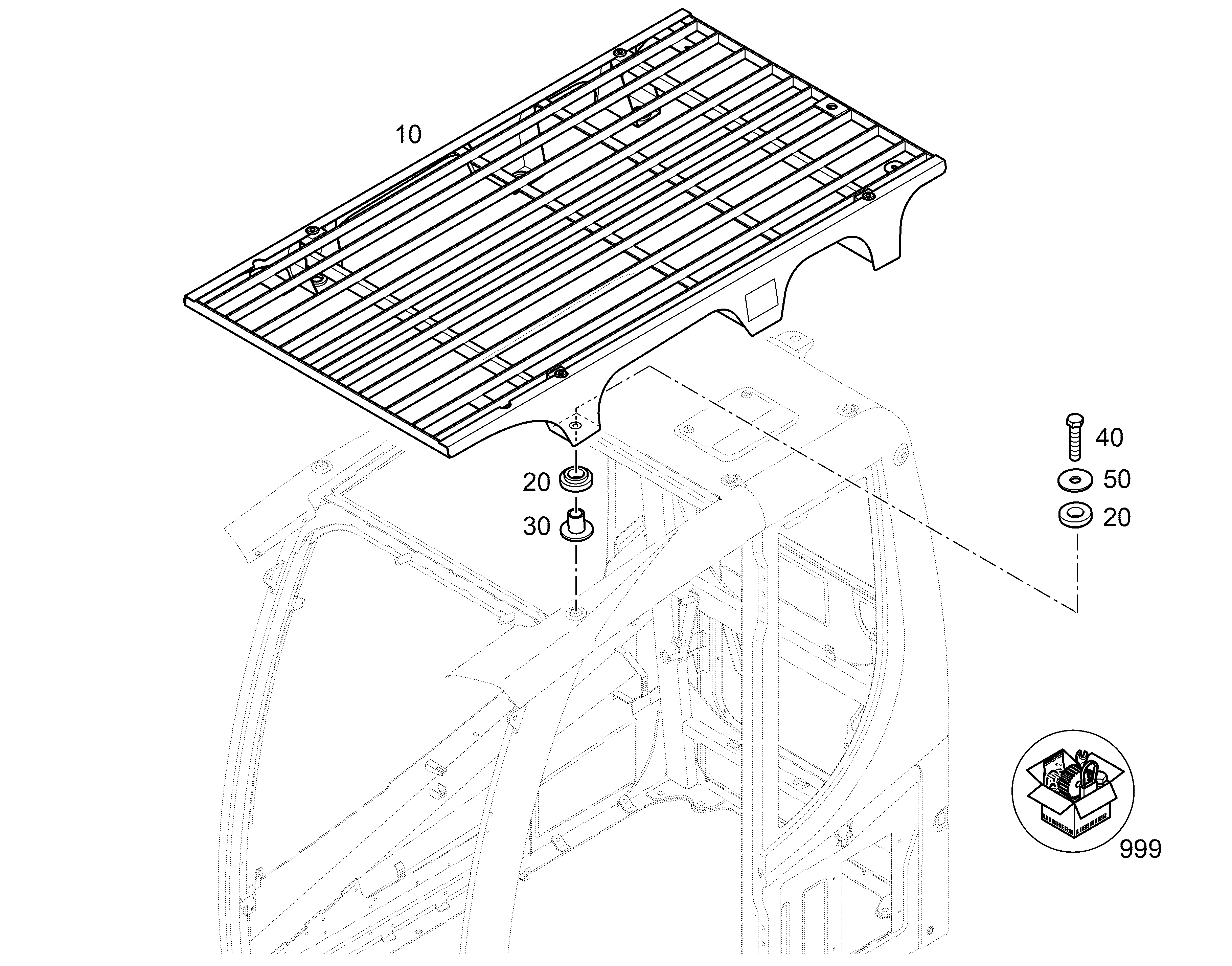 РЕШЕТКА ЗАЩИТНАЯ СВЕРХУ 94086398 LIEBHERR
