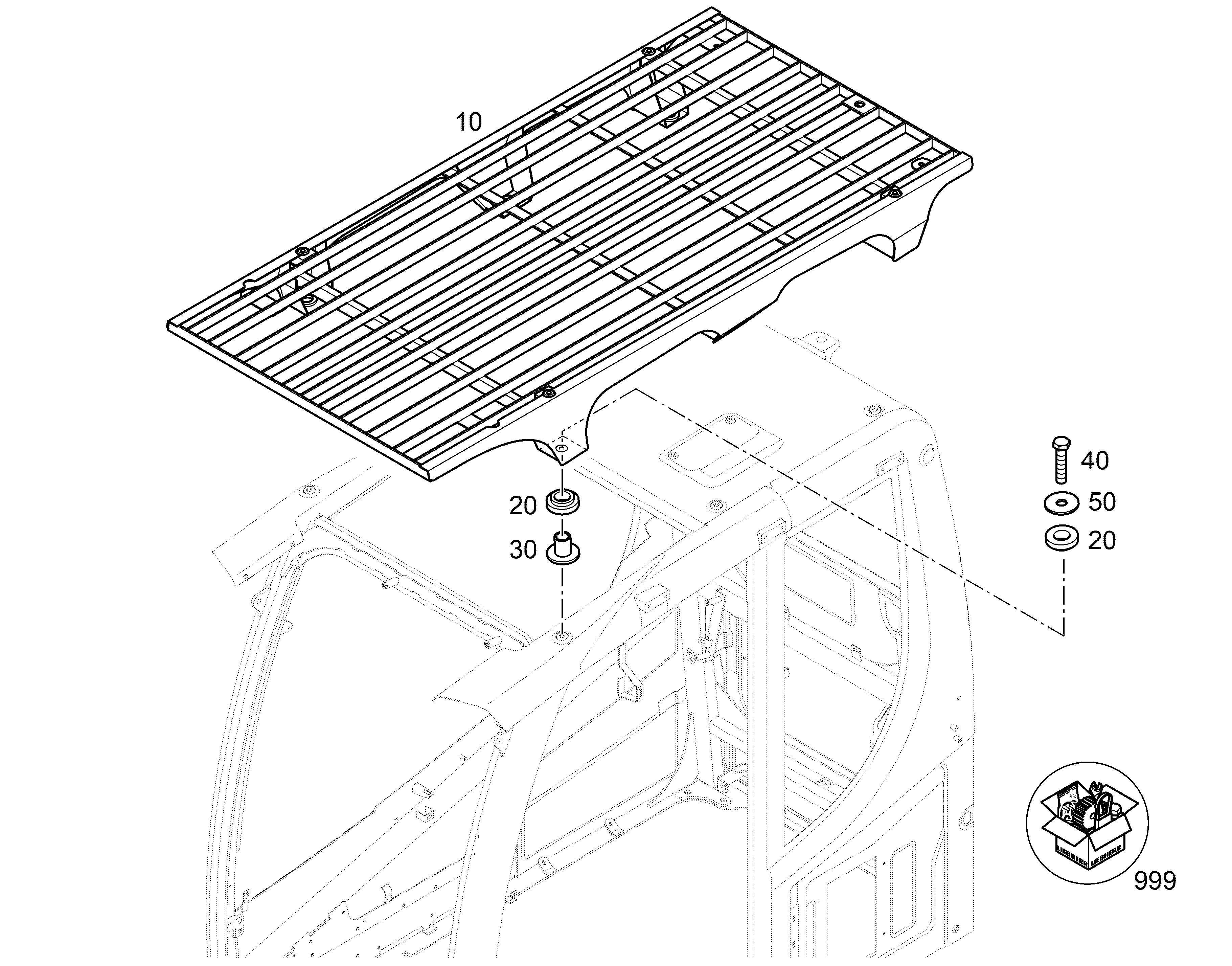 РЕШЕТКА ЗАЩИТНАЯ СВЕРХУ 94090230 LIEBHERR