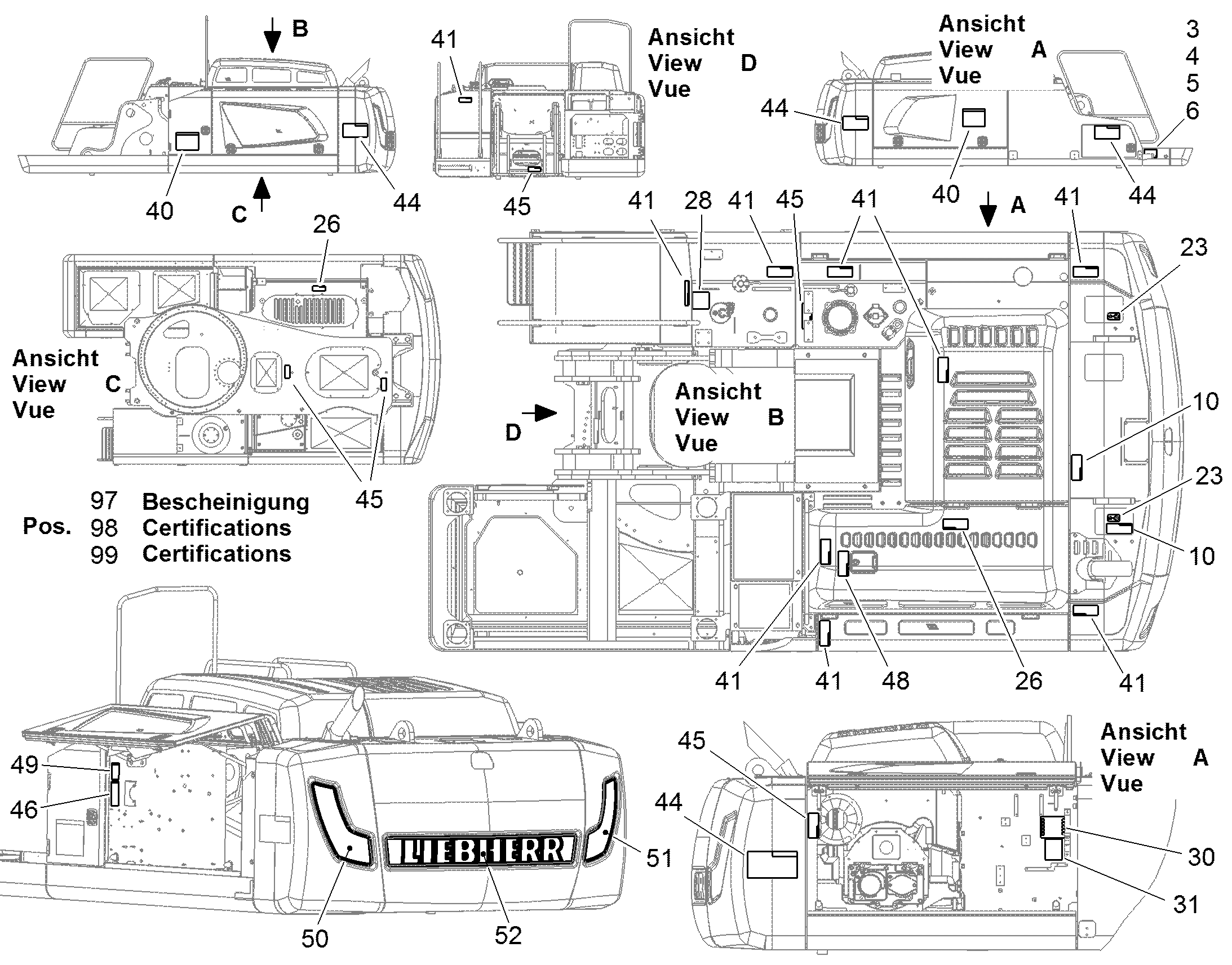 ЗНАК ПРЕДУПРЕЖДАЮЩИЙ 55mmX150mm 10084646 LIEBHERR