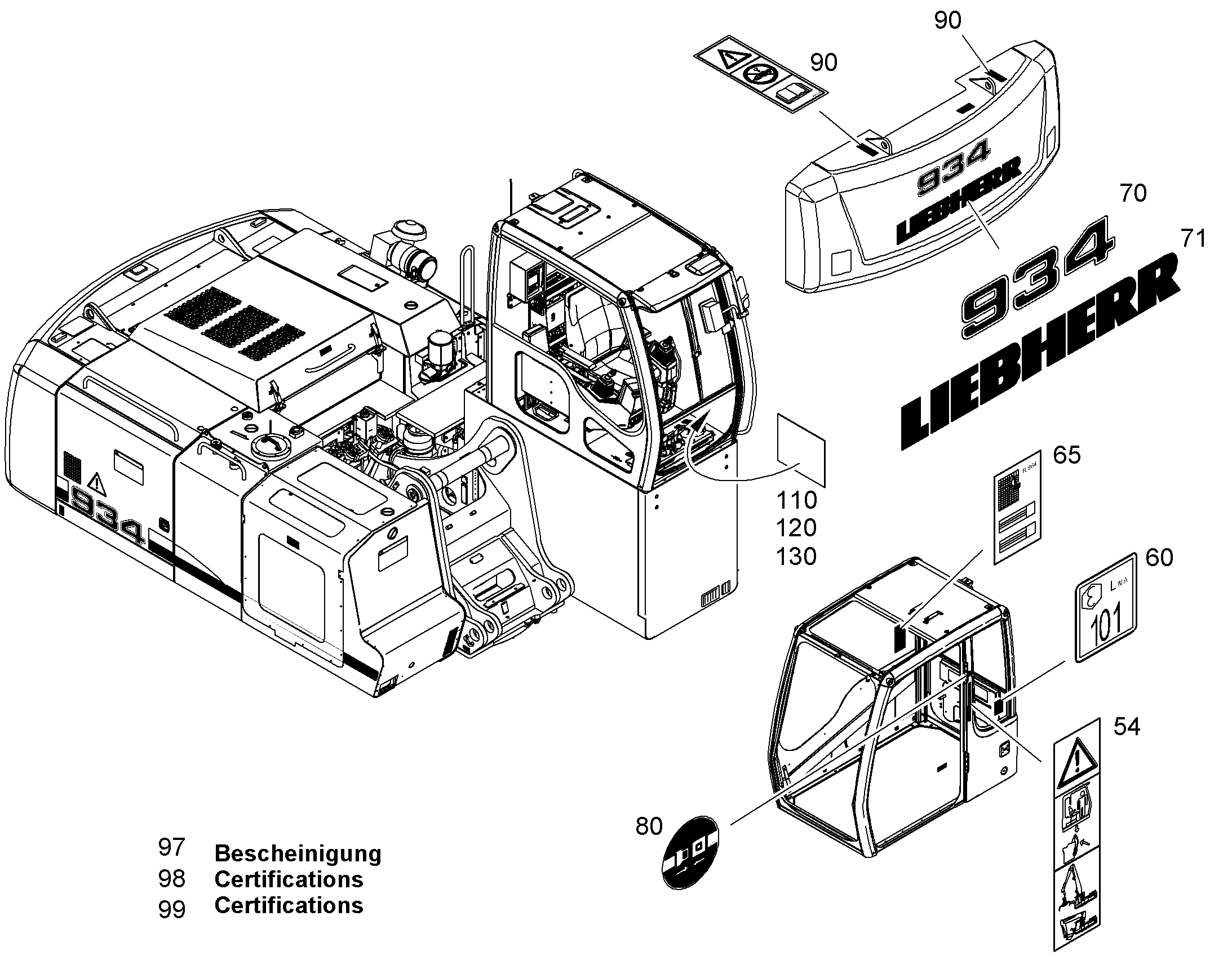 ЗНАК ПРЕДУПРЕЖДАЮЩИЙ 74mmX204mm 10380915 LIEBHERR