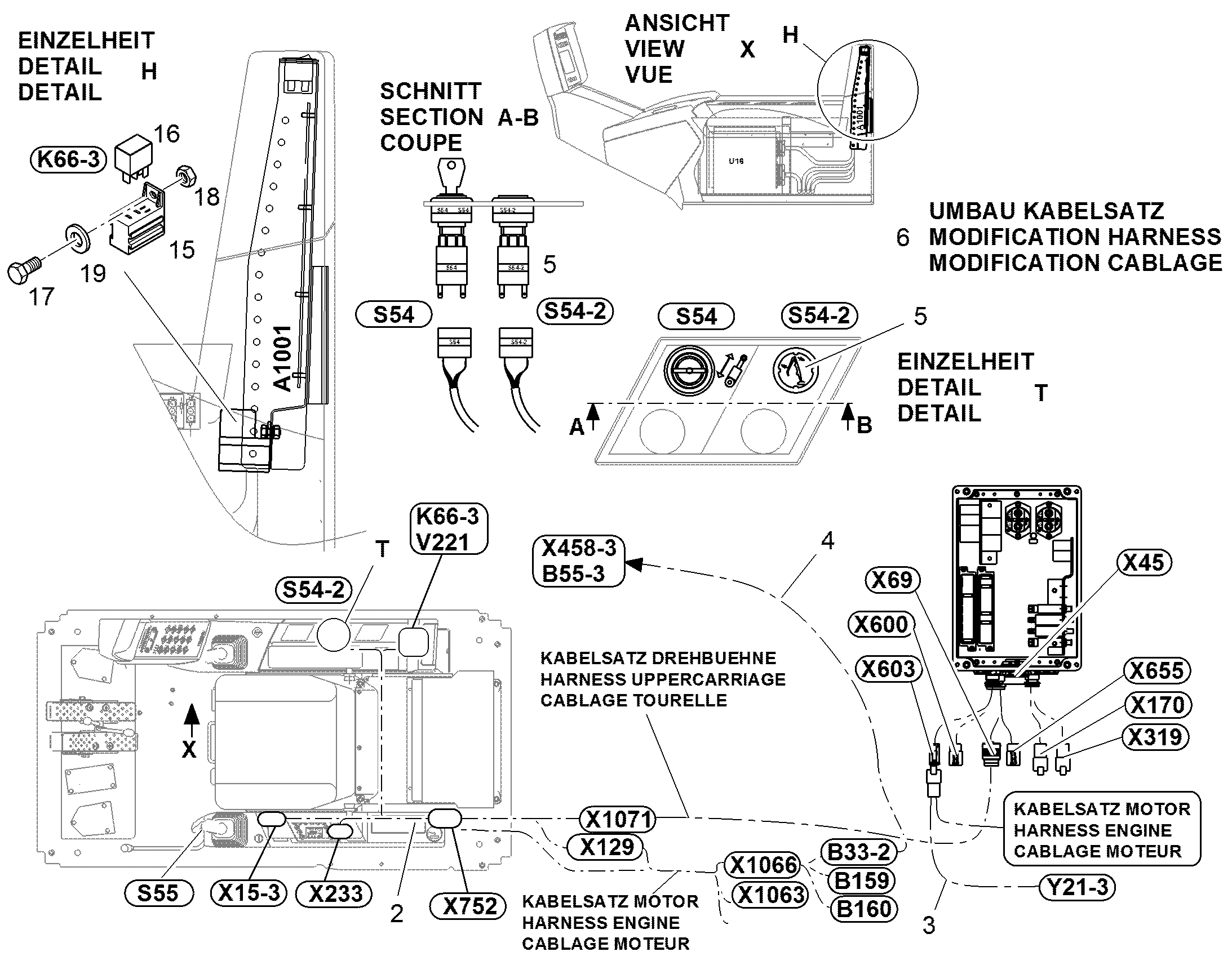 КАБ.КОМПЛ.ПЛАТЫ ДАТЧ.РУКОЯТКИ- B55-3 11451247 LIEBHERR