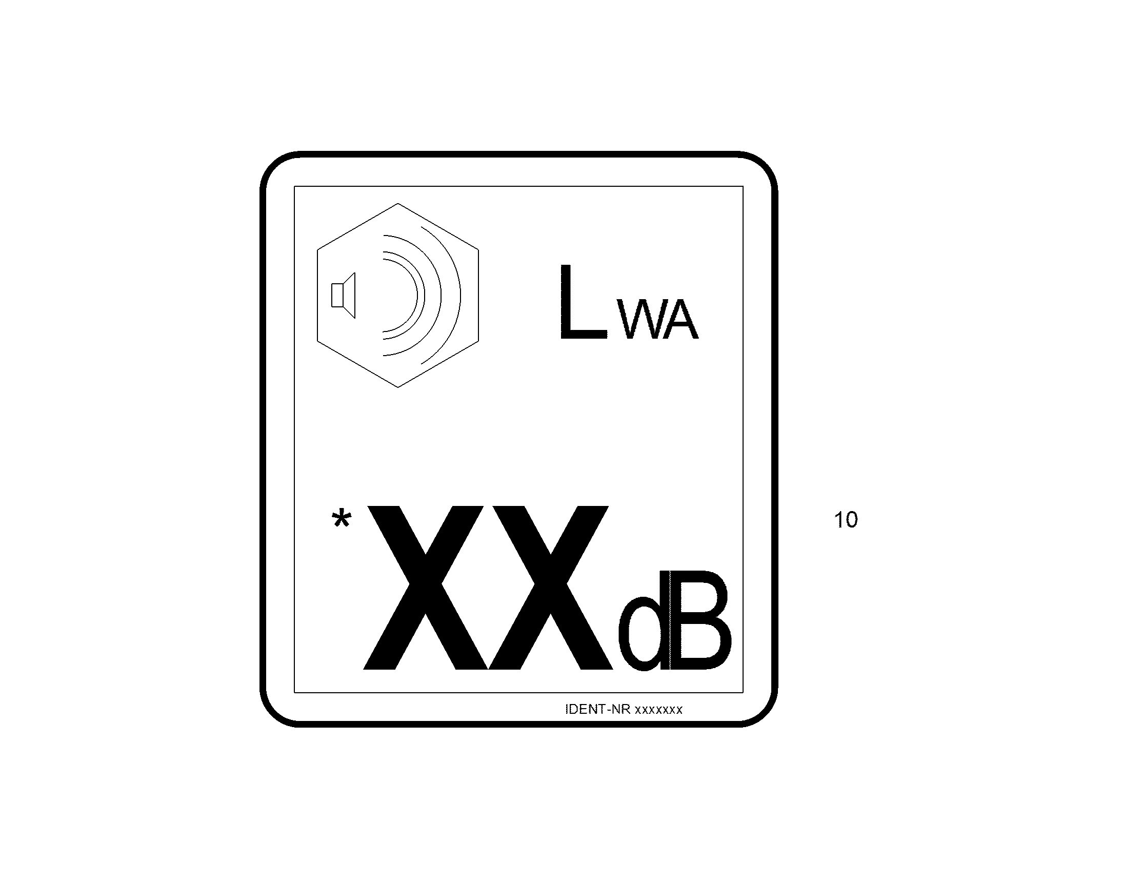 НАКЛЕЙКА,УРОВЕНЬ ЗВУК.МОЩНОСТИ LWA 108 DB 90mmX100mm 9874355 LIEBHERR