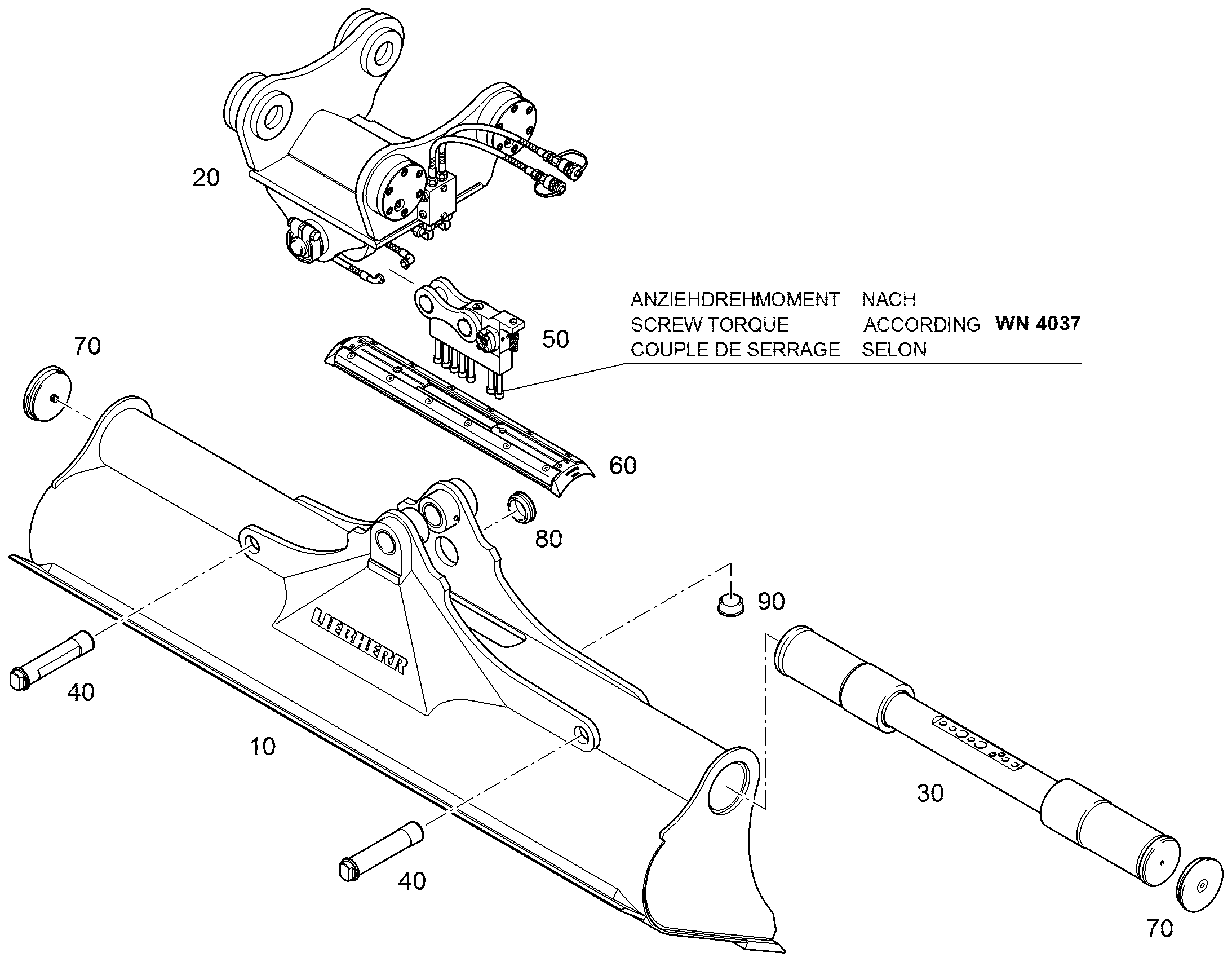 КОВШ КАНАВООЧИСТИТЕЛЯ 2000mm 0,4m³ 9598864 LIEBHERR