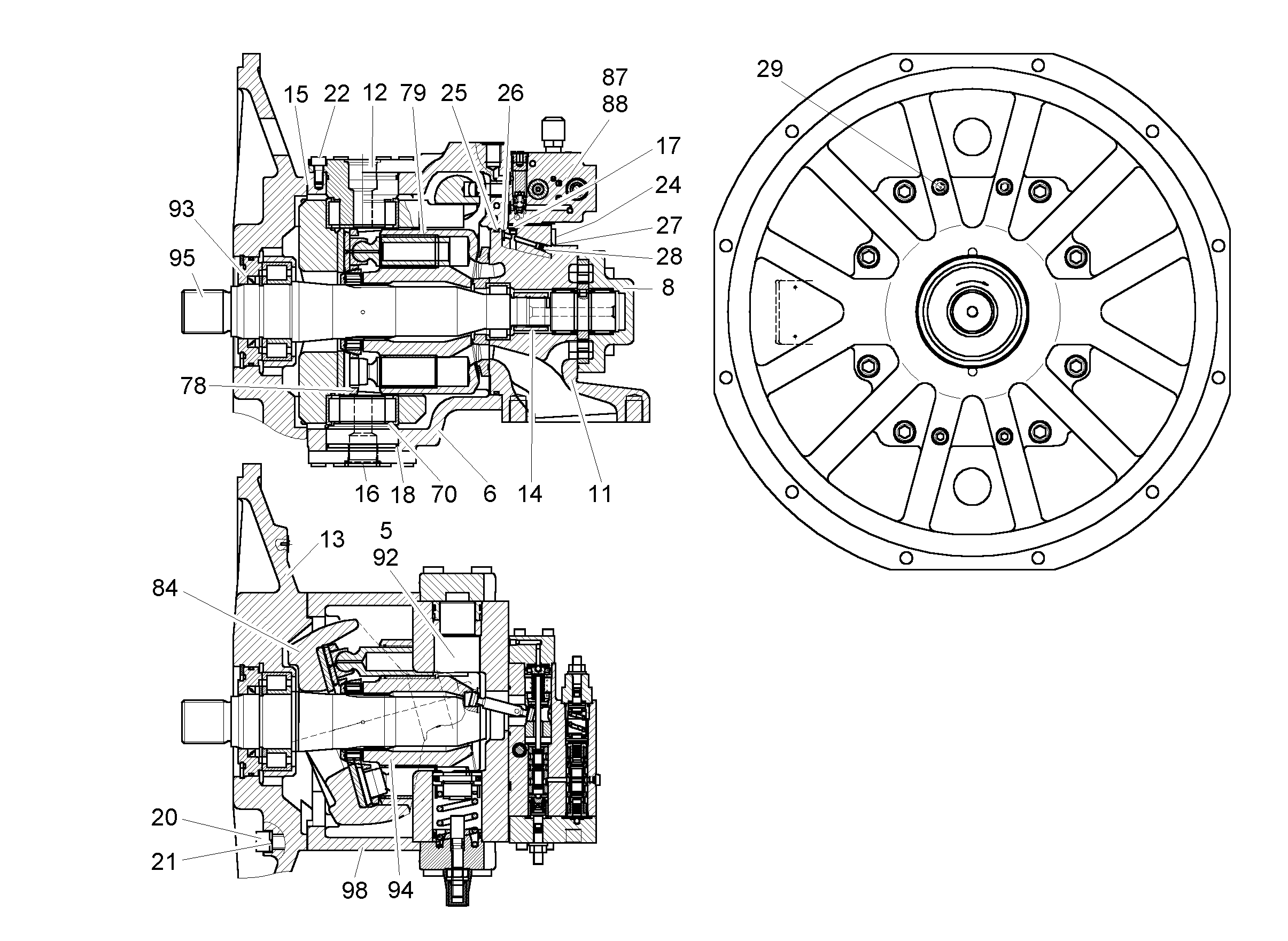 РЕМ.КОМПЛ.ПОВОРОТН.ЯРМА+ПОДШ. NG 150 RECHTS 9072172 LIEBHERR