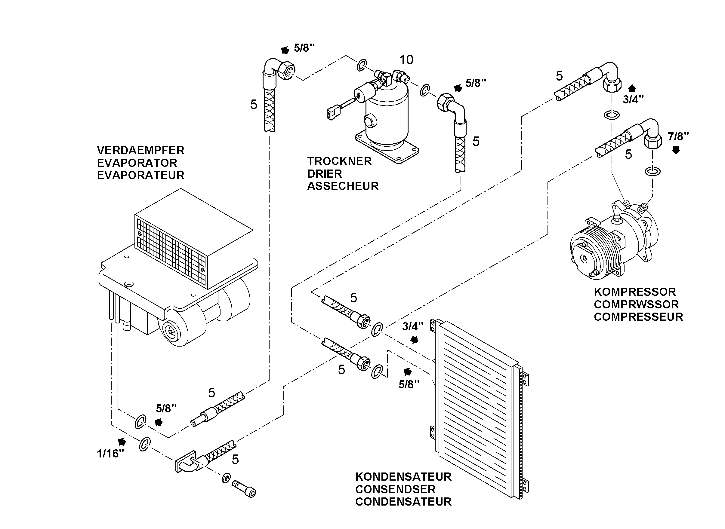 ШЛАНГИ КОНДИЦИОНЕРА, УСТАНОВКА 9698412 LIEBHERR