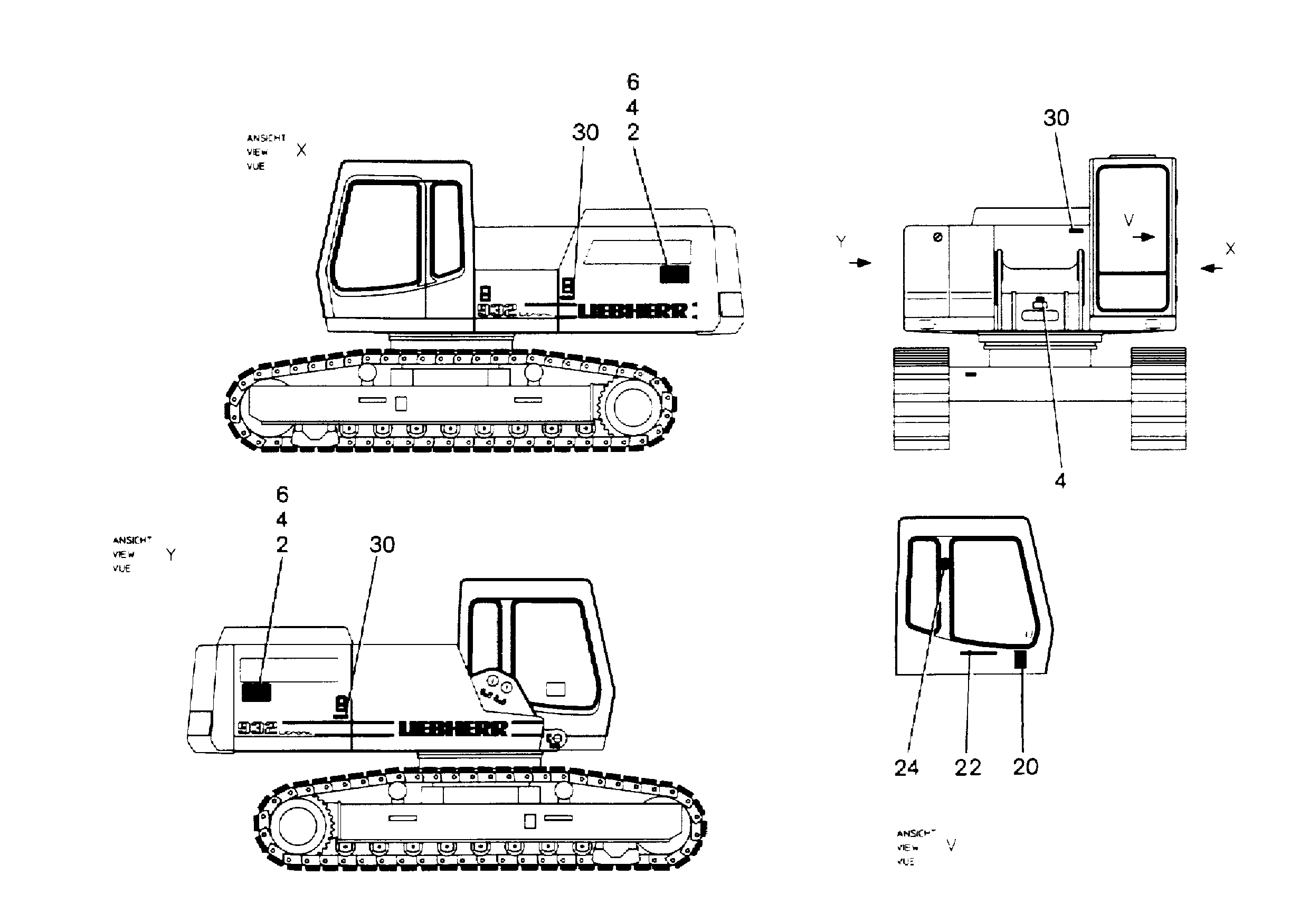 ТАБЛ.ПРИКЛЕИВ. СХЕМА СМАЗ. R 932 LI 7367157 LIEBHERR