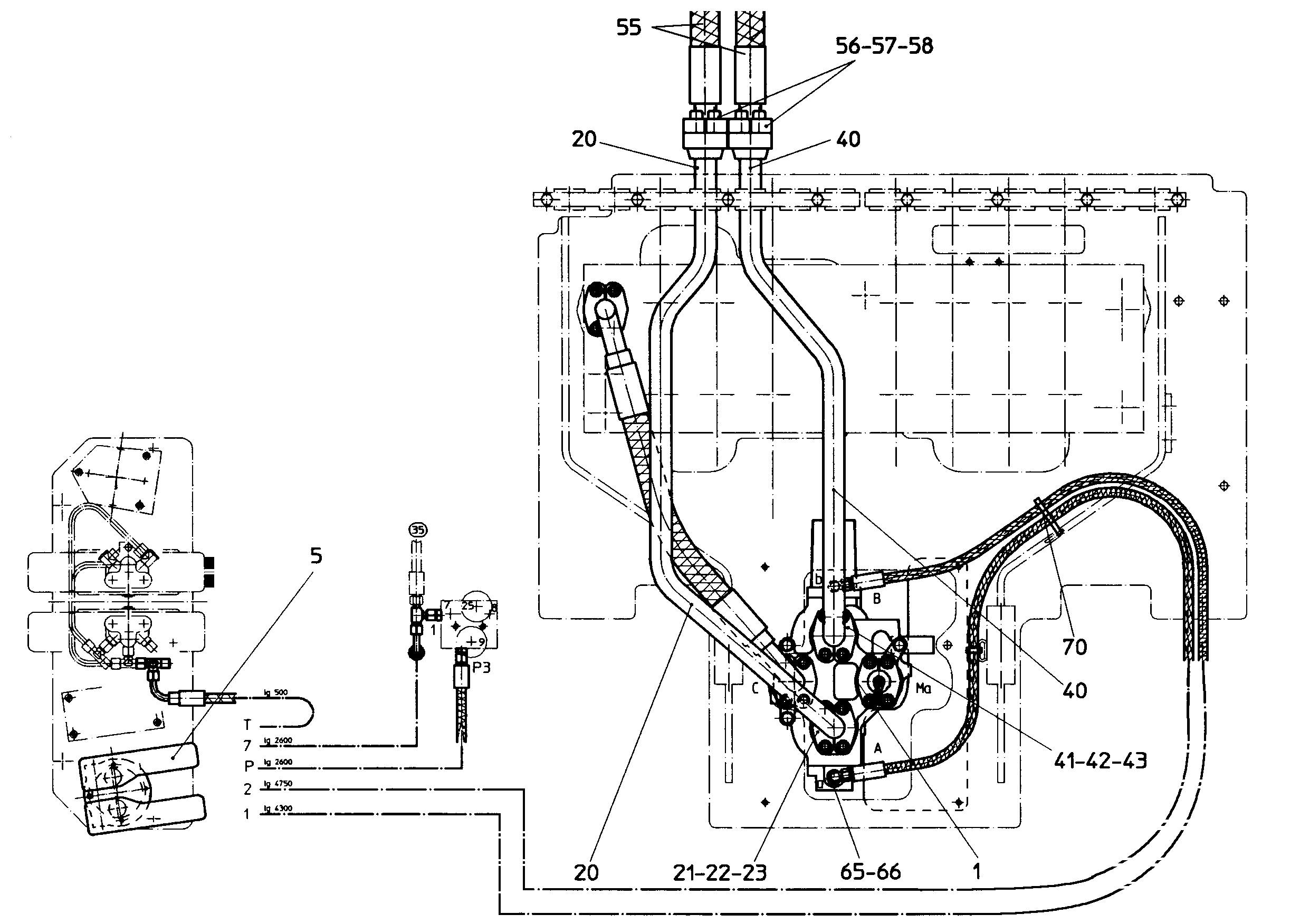 ПЕДАЛЬ ДВОЙНАЯ СЛЕВА + ШЛАНГИ 9387311 LIEBHERR