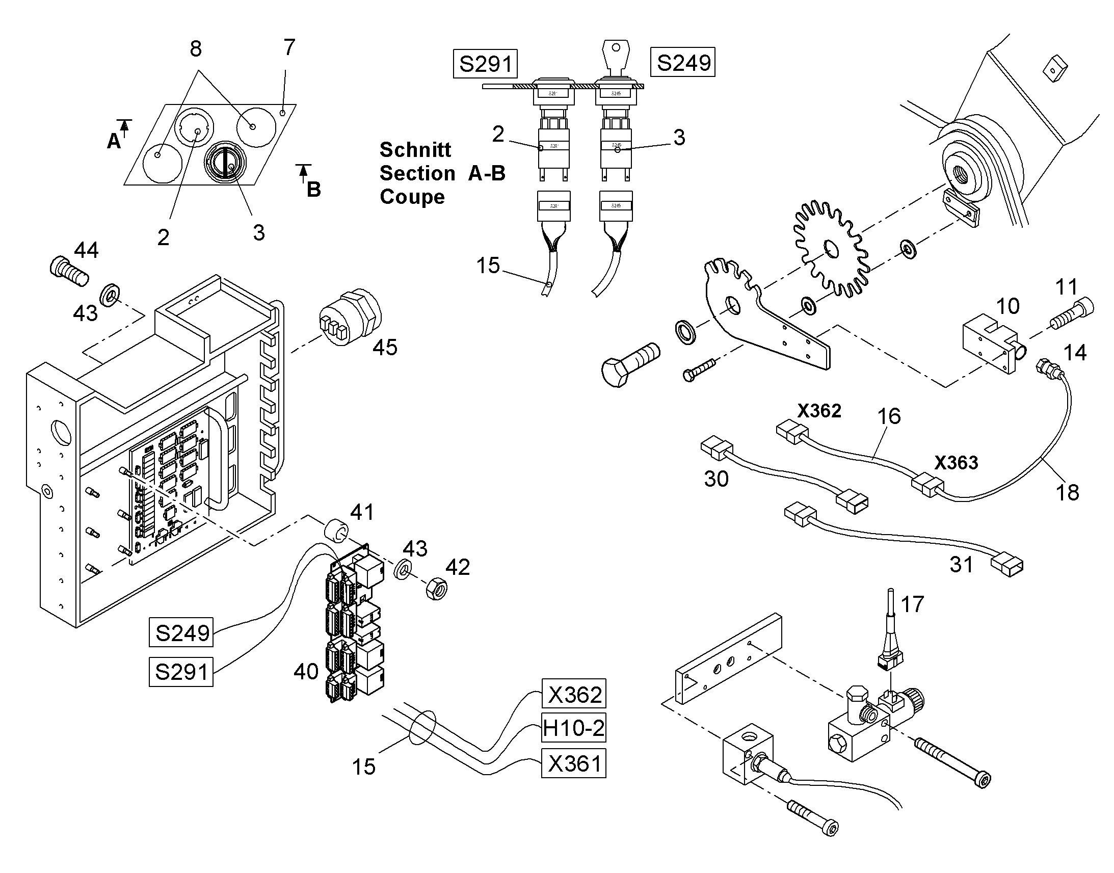 ПЕРЕКЛЮЧАТЕЛЬ В СБОРЕ S249 9806876 LIEBHERR