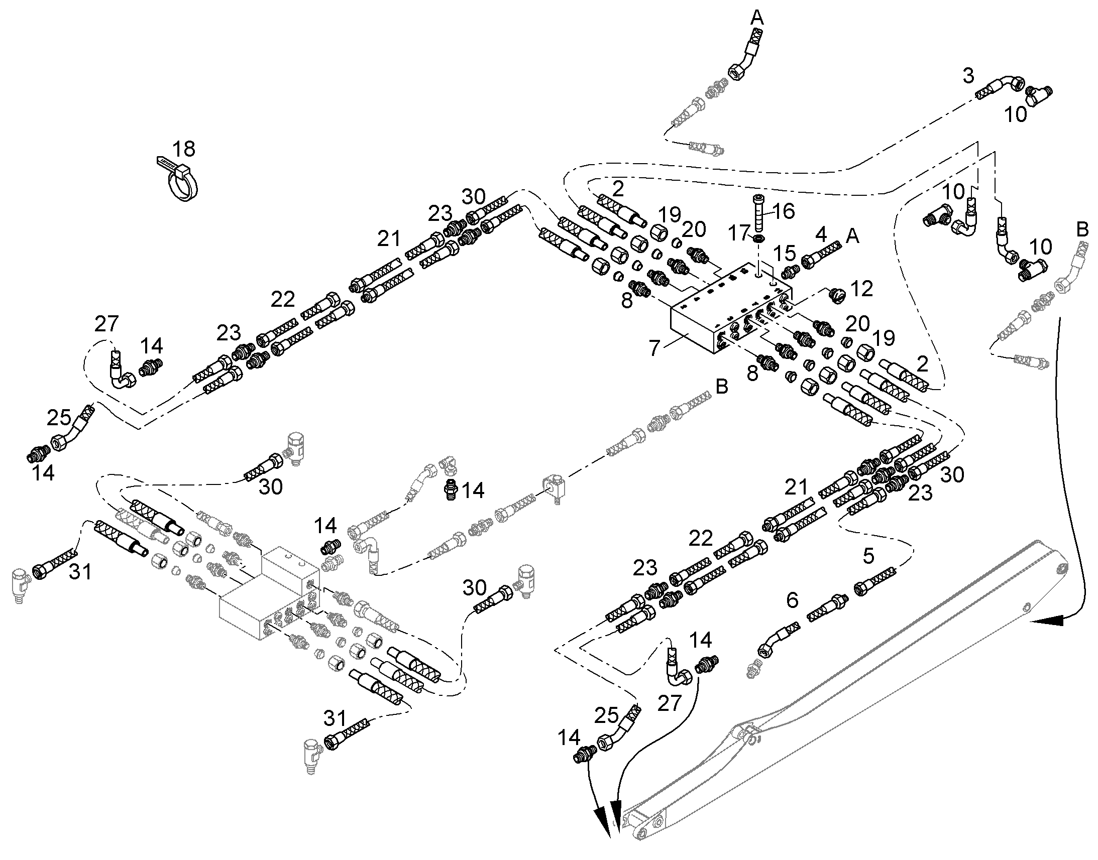 ШЛАНГ МАСЛЯНЫЙ 5X580 5615854 LIEBHERR