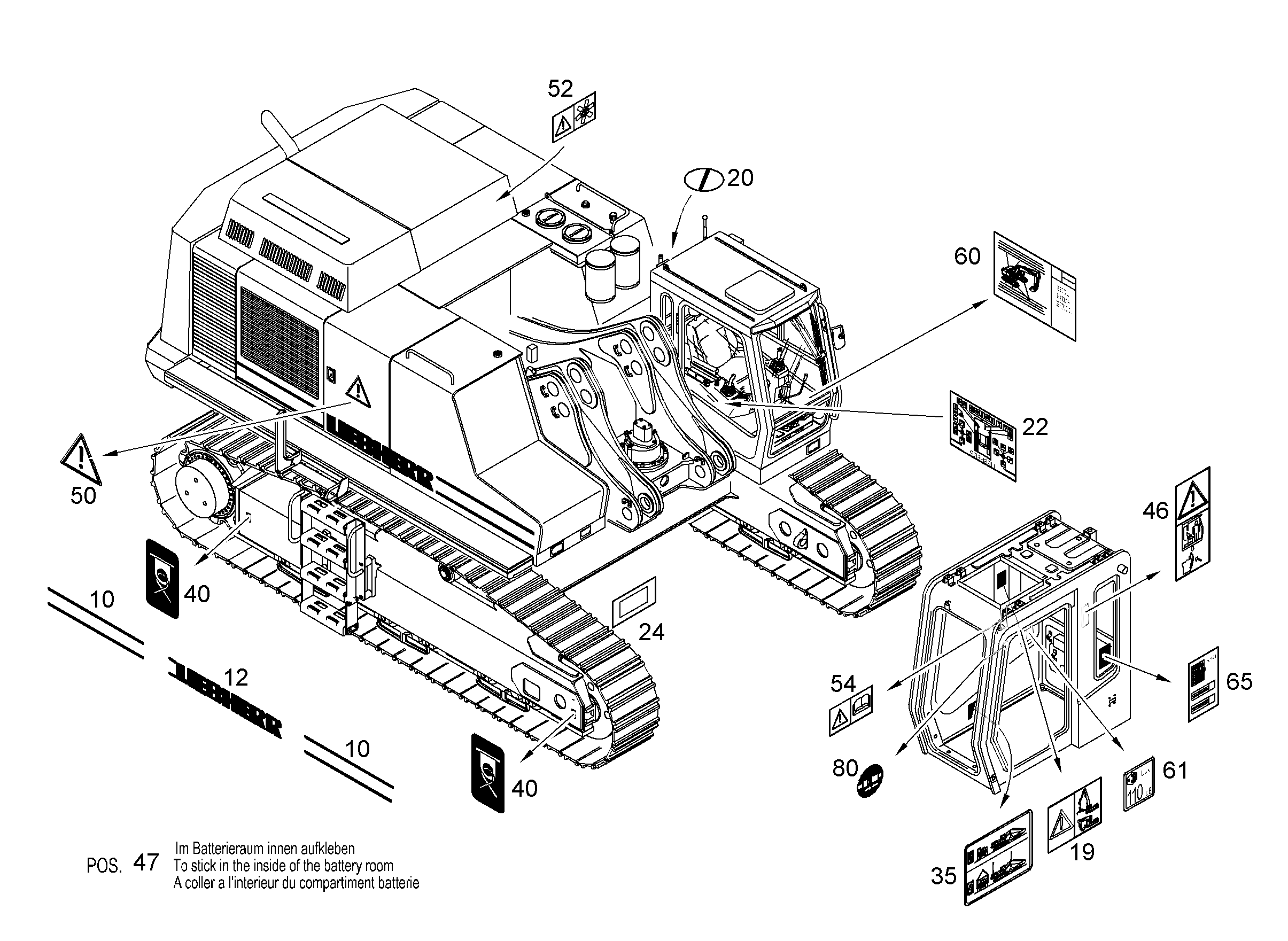 НАКЛЕЙКА,УРОВЕНЬ ЗВУК.МОЩНОСТИ LWA 110 DB 90mmX100mm 9874346 LIEBHERR