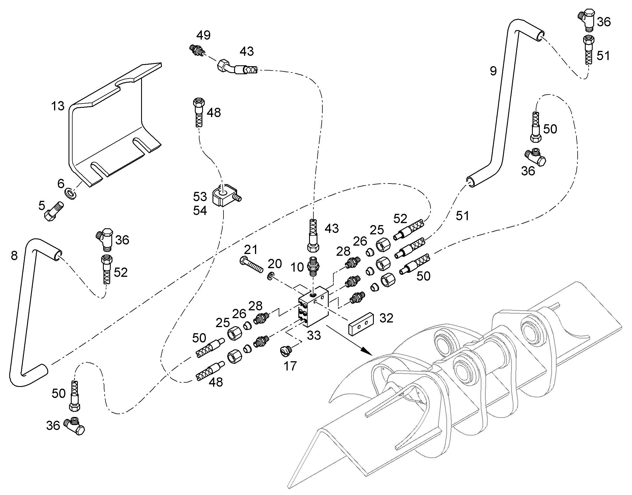 ШЛАНГ МАСЛЯНЫЙ 5X1550 5615855 LIEBHERR