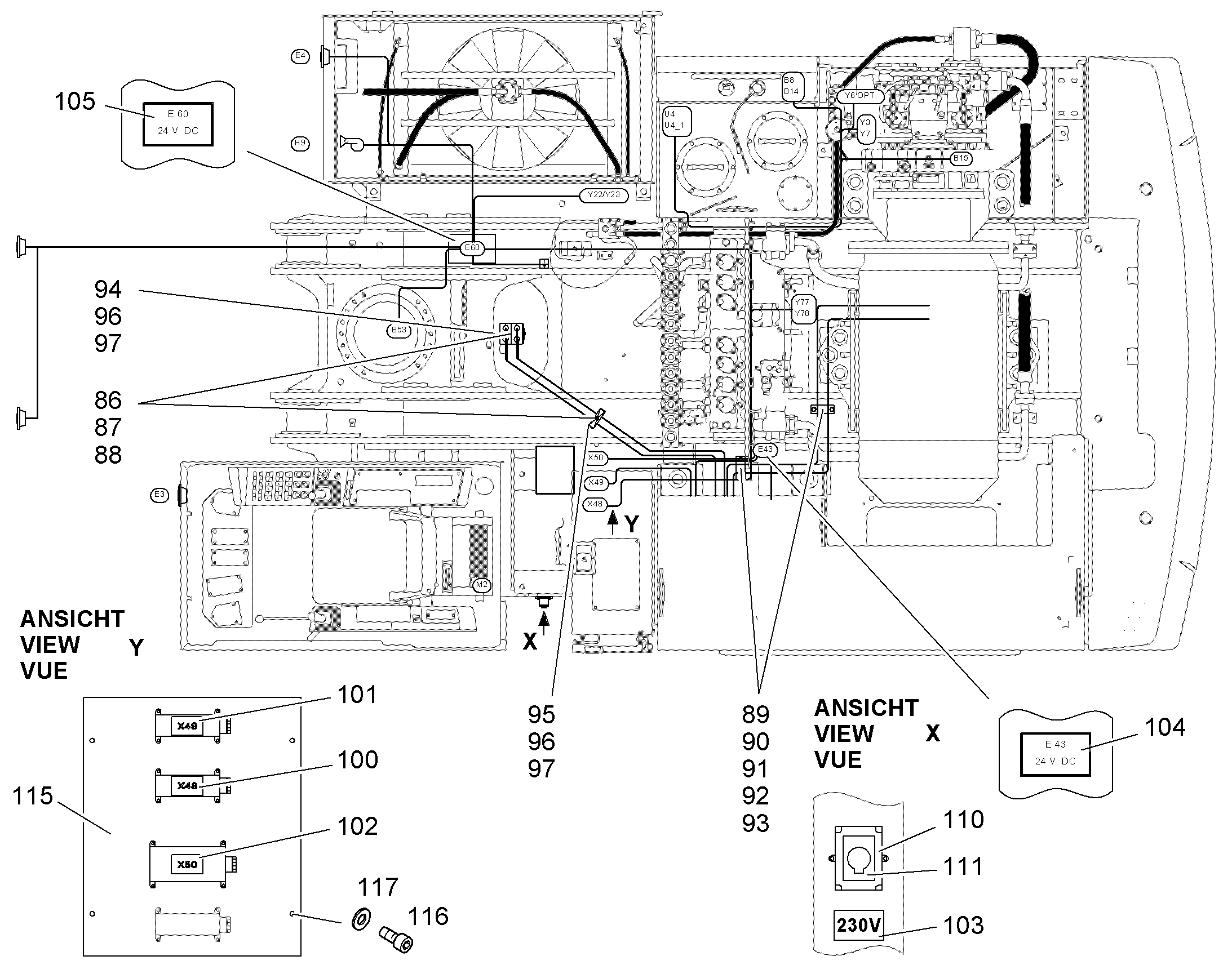 ТАБЛИЧКА E 60 24 V DC 145mmX90mm 9806472 LIEBHERR