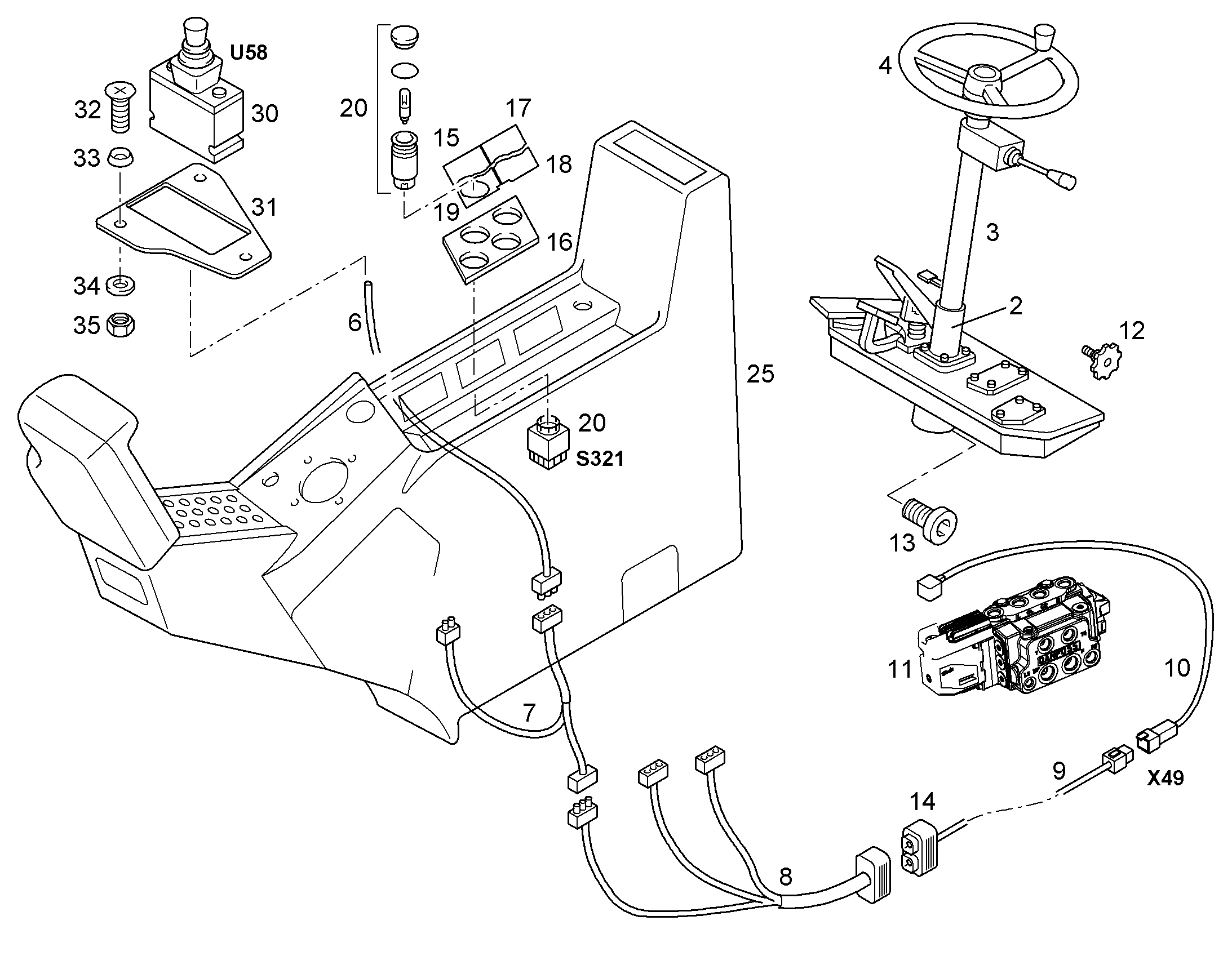 ПЕРЕКЛЮЧАТЕЛЬ В СБОРЕ S321 10050050 LIEBHERR