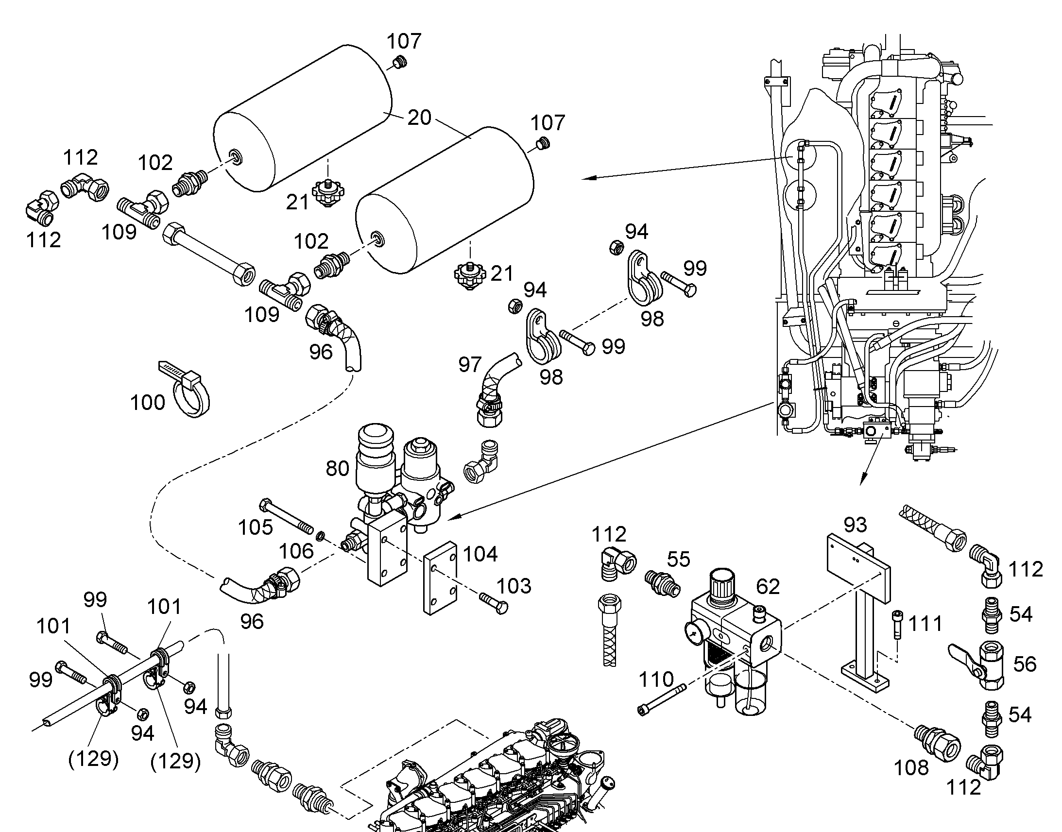 РЕЗЕРВУАР С ВОЗДУХОМ A 5X154-10ST 4001959 LIEBHERR