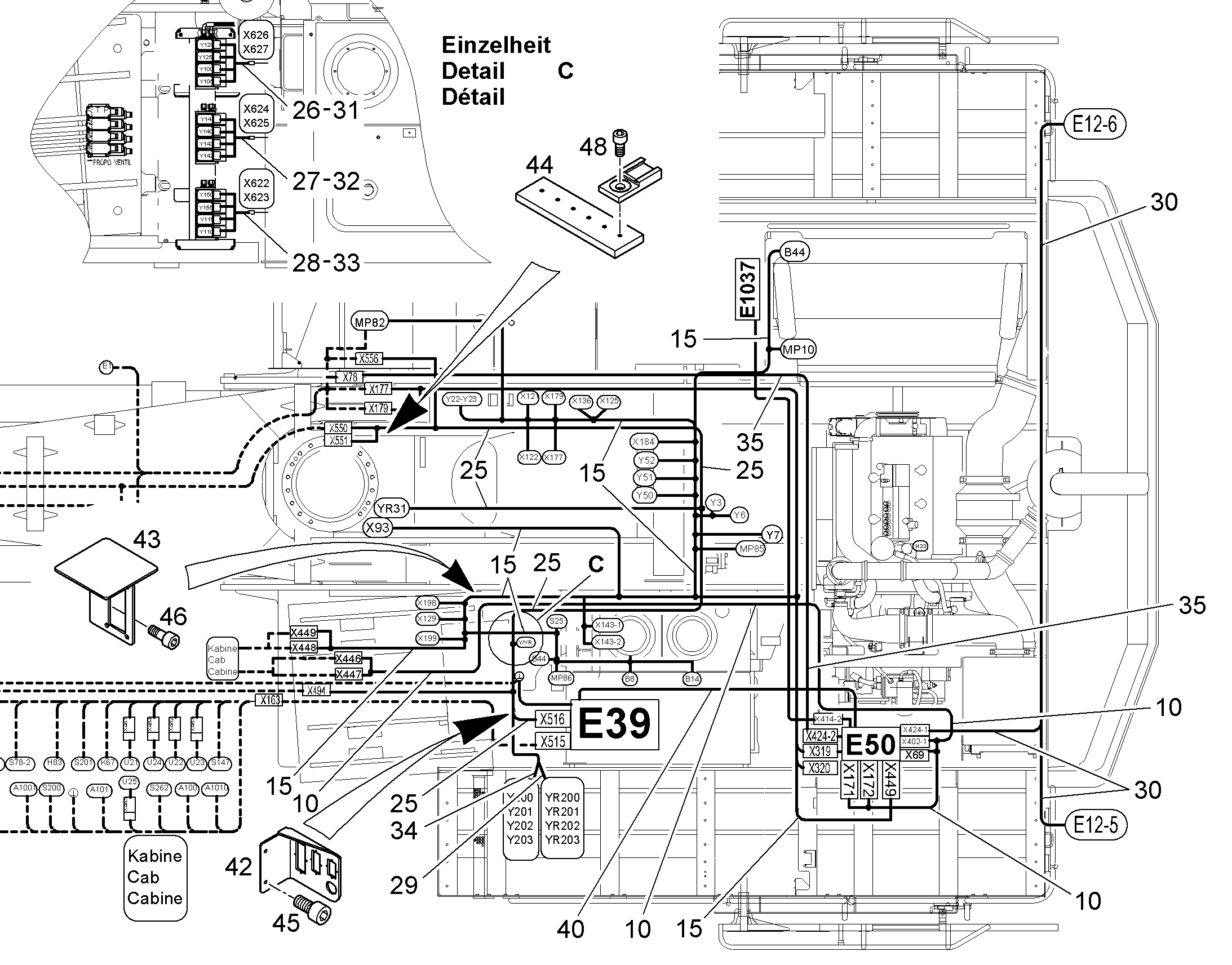 КОМПЛЕКТ КАБЕЛЕЙ X625-Y142-140-143 10065178 LIEBHERR