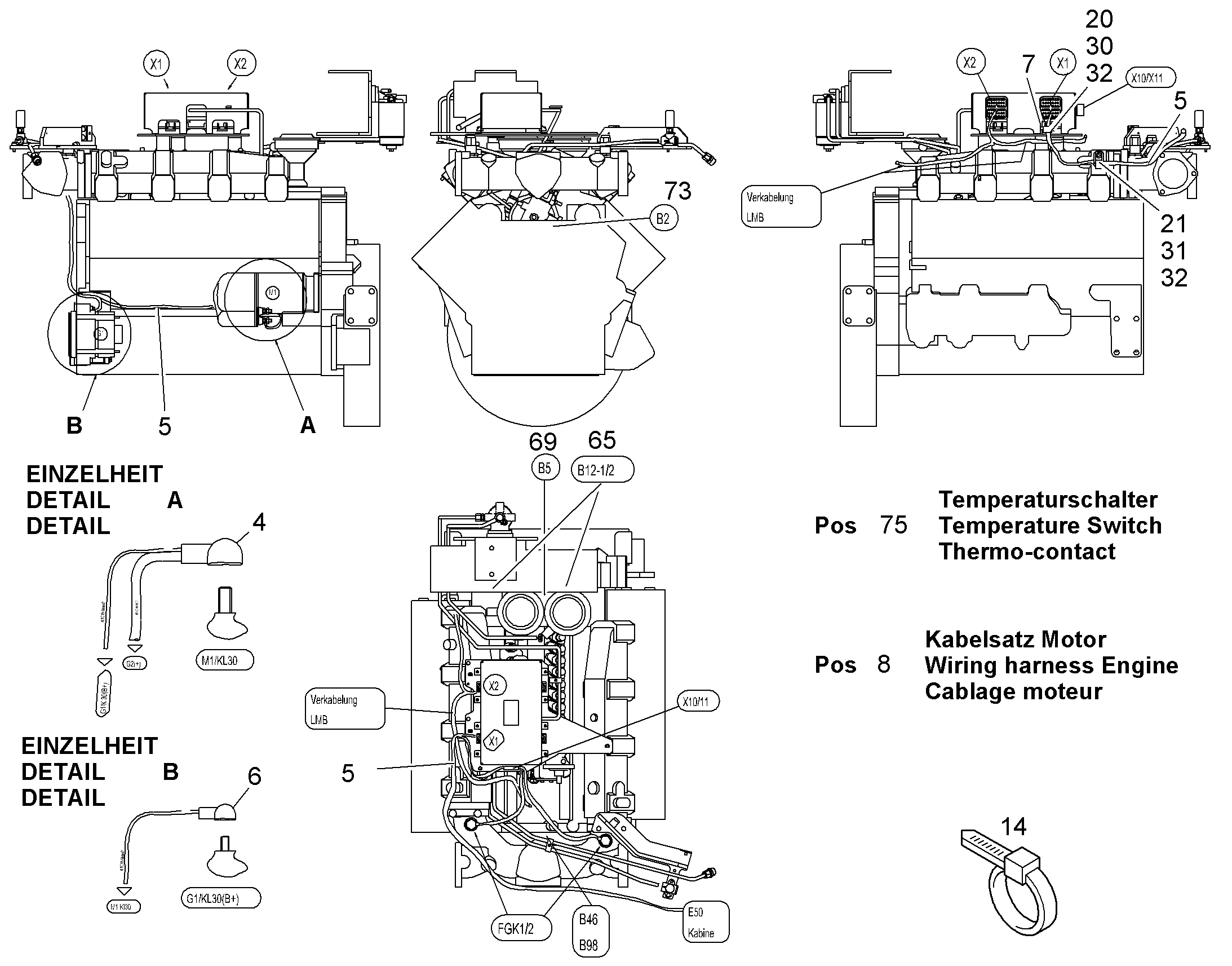 ЖГУТ КАБЕЛЕЙ ДВИГАТЕЛЬ 9013417 LIEBHERR