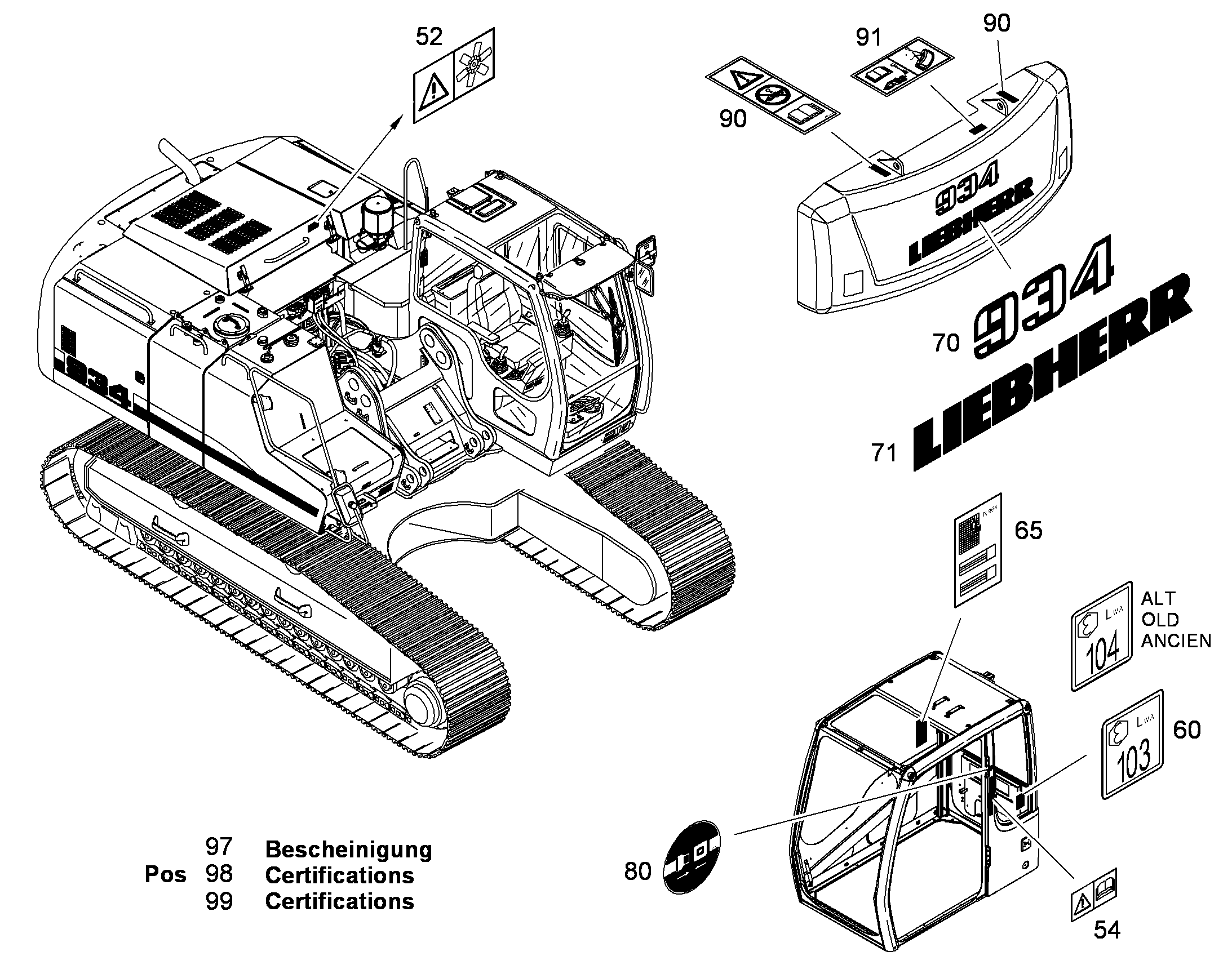 ЗНАК ПРЕДУПРЕЖДАЮЩИЙ 10381205 LIEBHERR