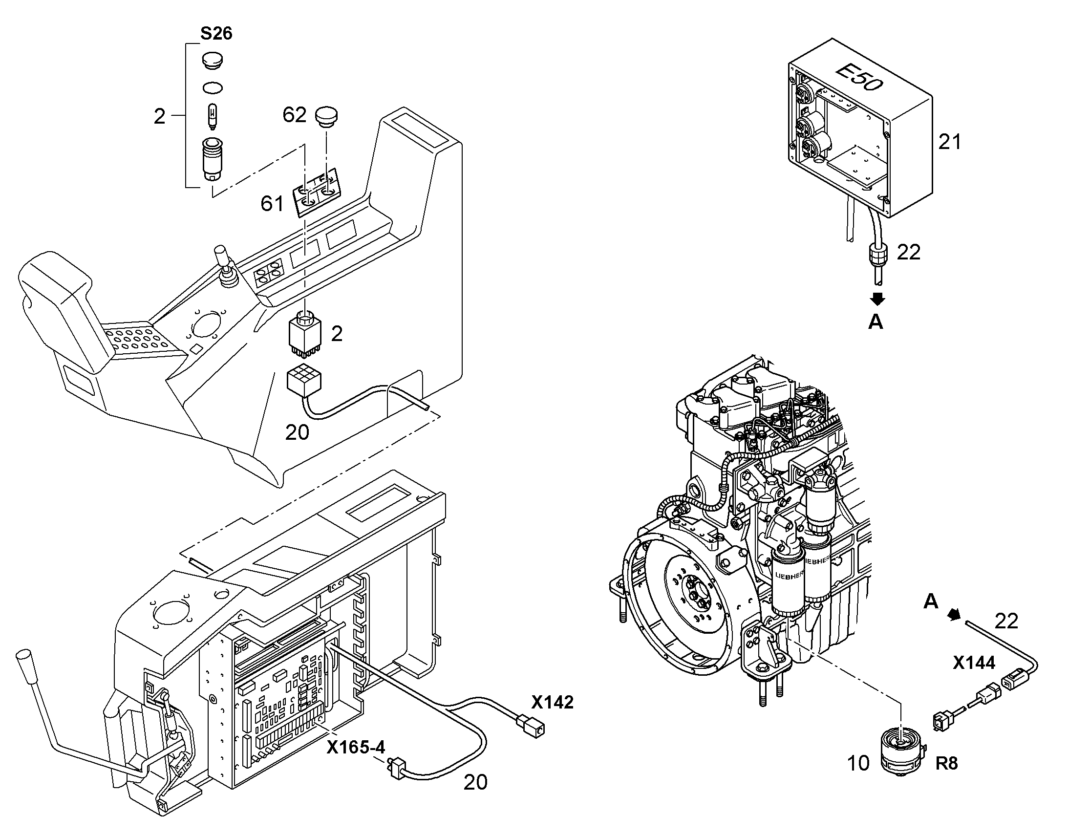 КОМПЛЕКТ КАБЕЛЕЙ X144-E50 10063596 LIEBHERR