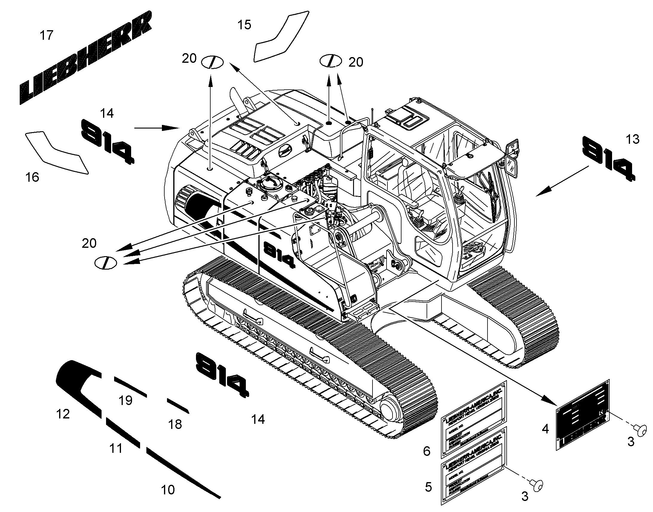 НАКЛЕЙКА 646,9mmX200mm 10094476 LIEBHERR