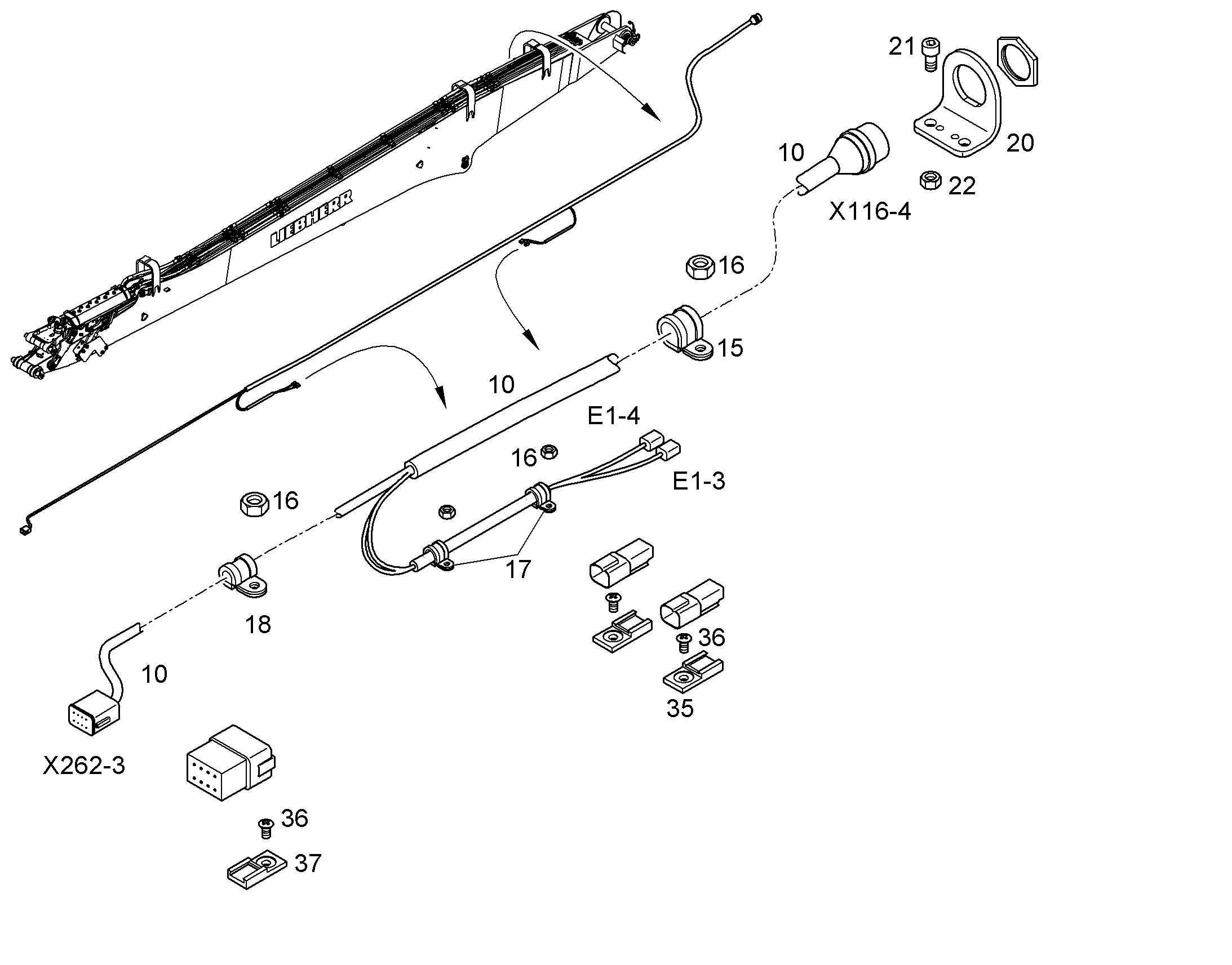 КОМПЛЕКТ КАБЕЛЕЙ X116-4/X262/E1 10365390 LIEBHERR