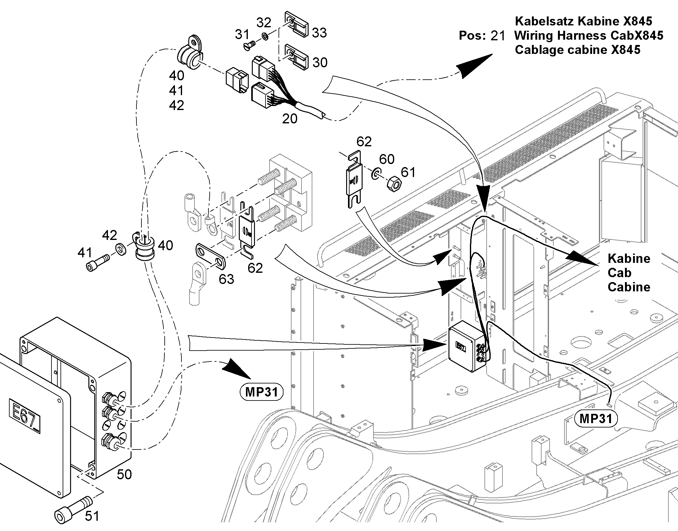УДЛИНЕНИЕ, КОМПЛЕКТ КАБЕЛЕЙ X845 10370111 LIEBHERR