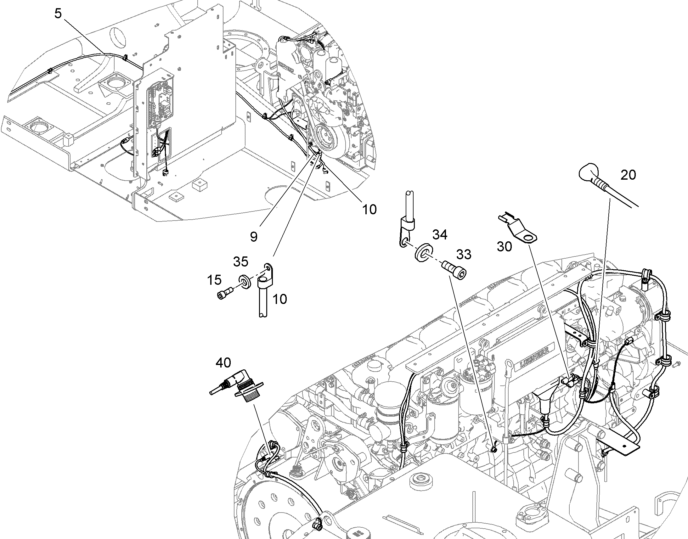 КОМПЛ.ПРОВОДОВ ГЕНЕРАТОР-МАССА 10064514 LIEBHERR