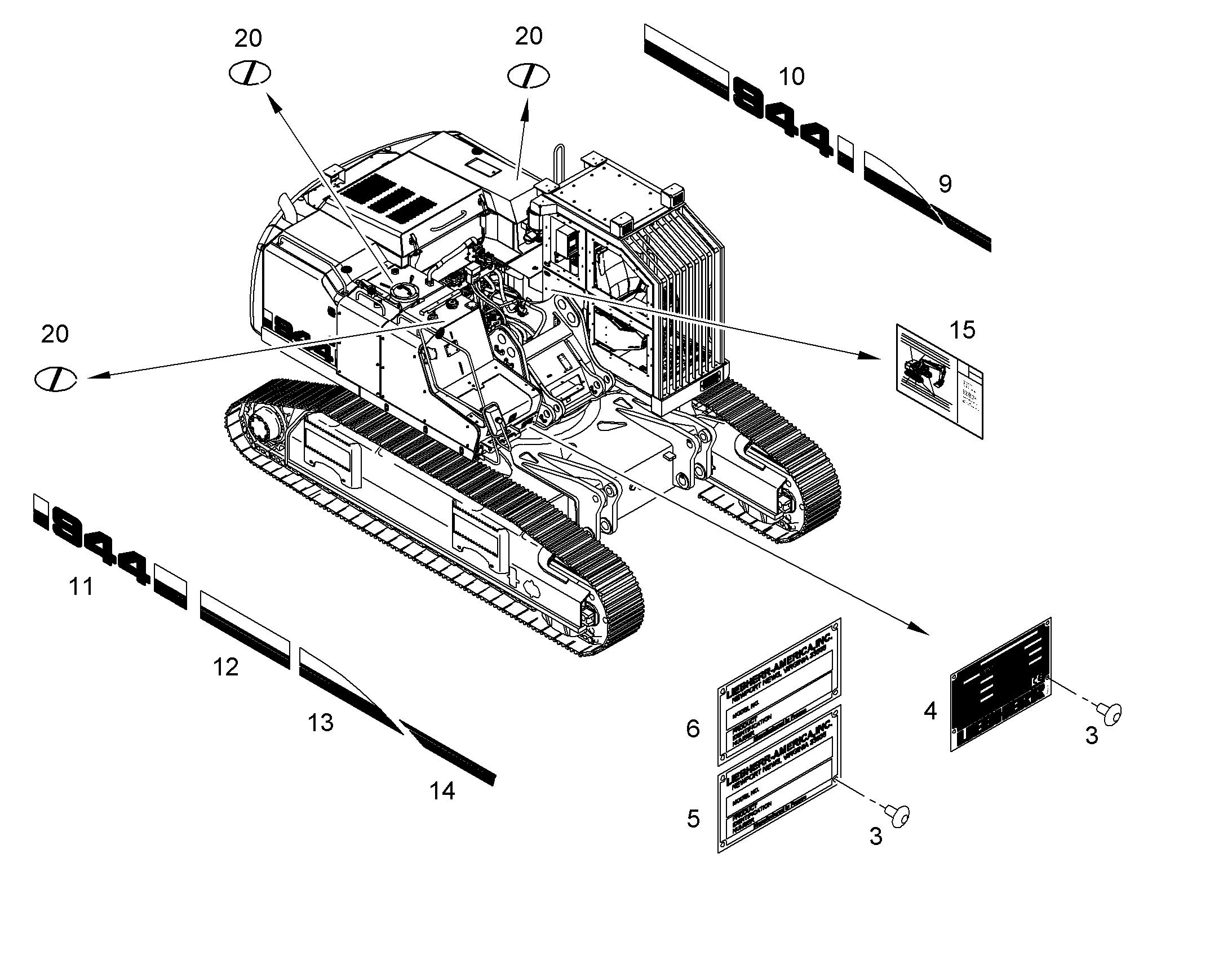 НАКЛЕЙКА 532,5mmX190mm 10365301 LIEBHERR
