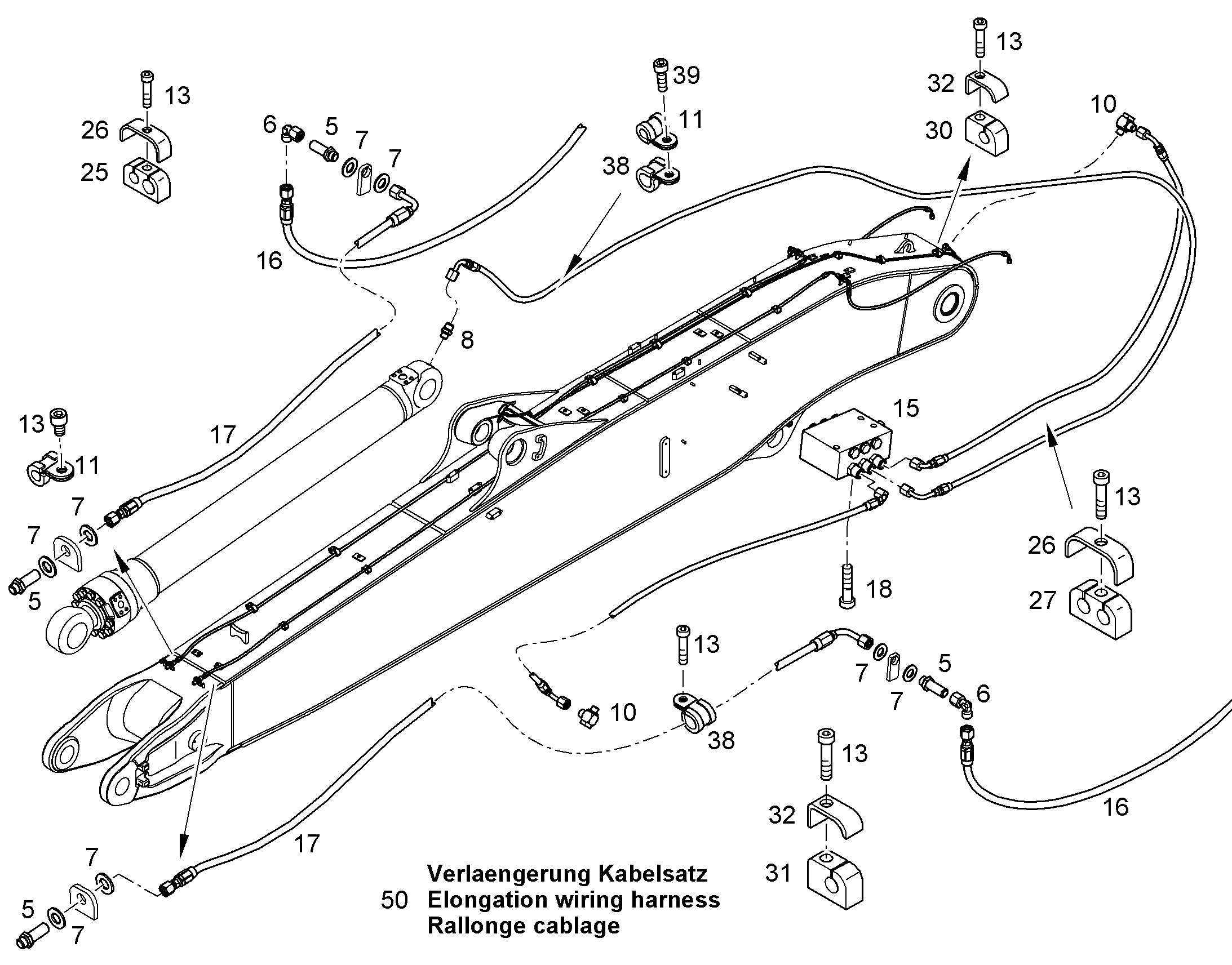 УДЛИНЕНИЕ, КОМПЛЕКТ КАБЕЛЕЙ W19 11452924 LIEBHERR