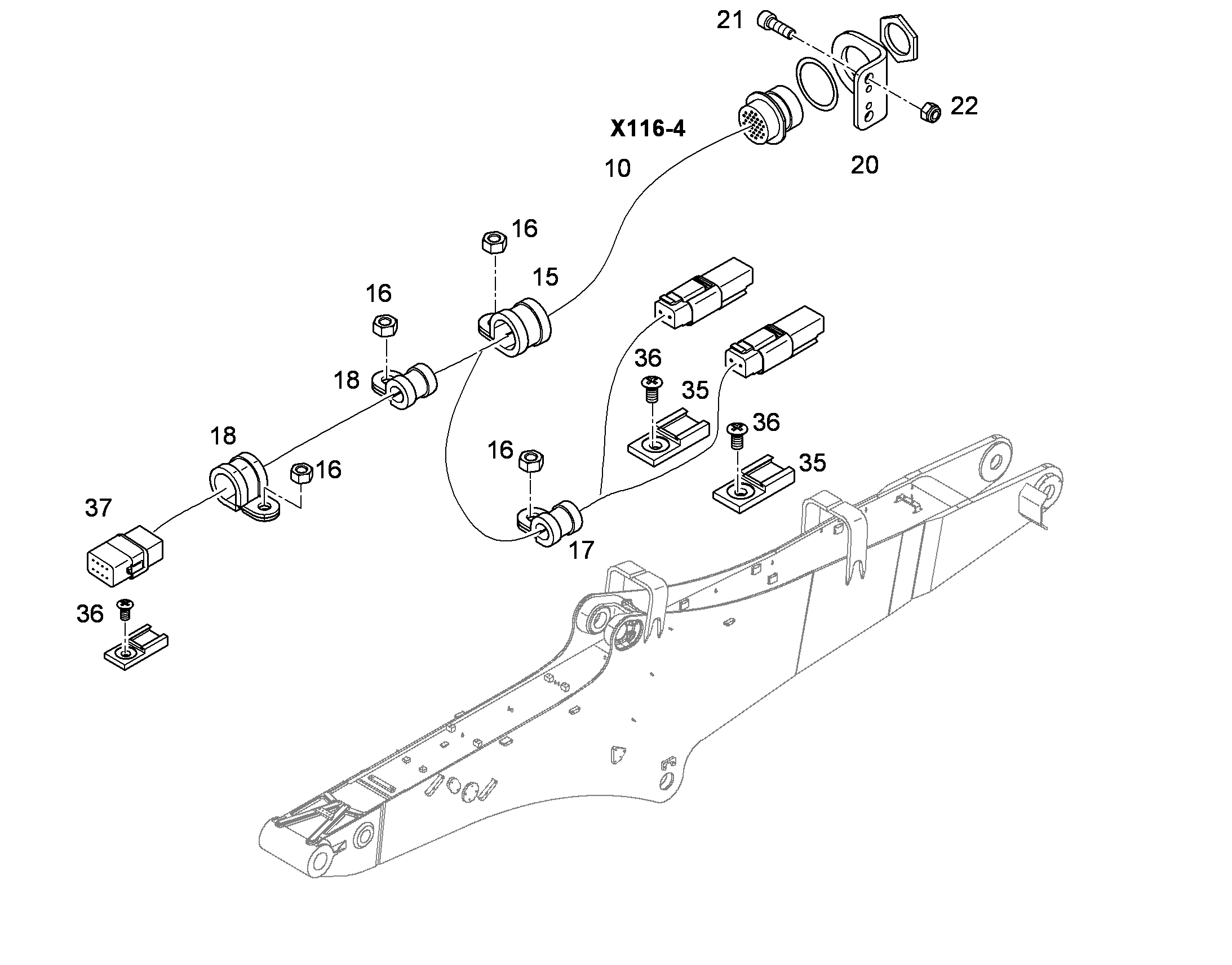 КОМПЛЕКТ КАБЕЛЕЙ X116-4/X262/E1 10387225 LIEBHERR
