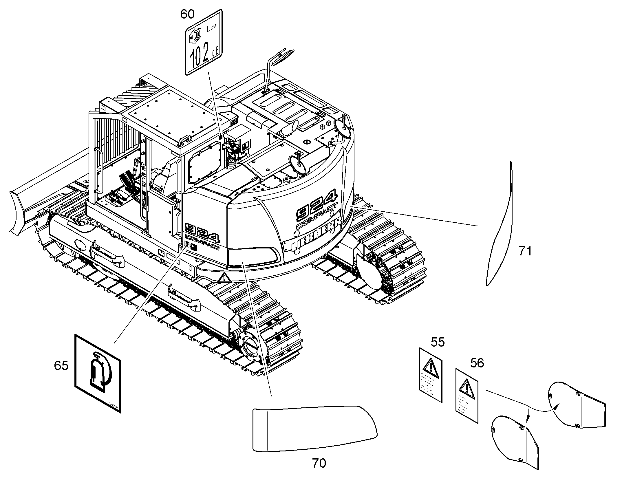 НАКЛЕЙКА УРОВЕНЬ ЗВУК. МОЩН. 10392672 LIEBHERR