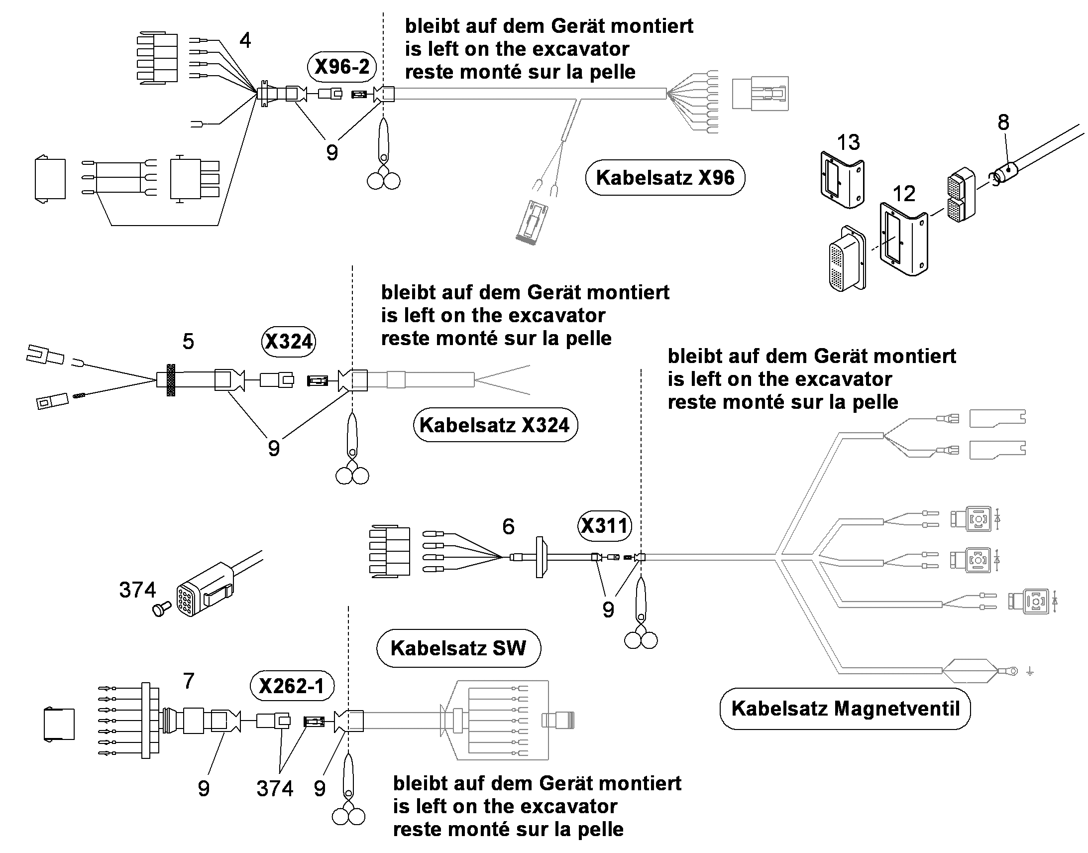 УДЛИНЕНИЕ, КОМПЛЕКТ КАБЕЛЕЙ X324 9929761 LIEBHERR