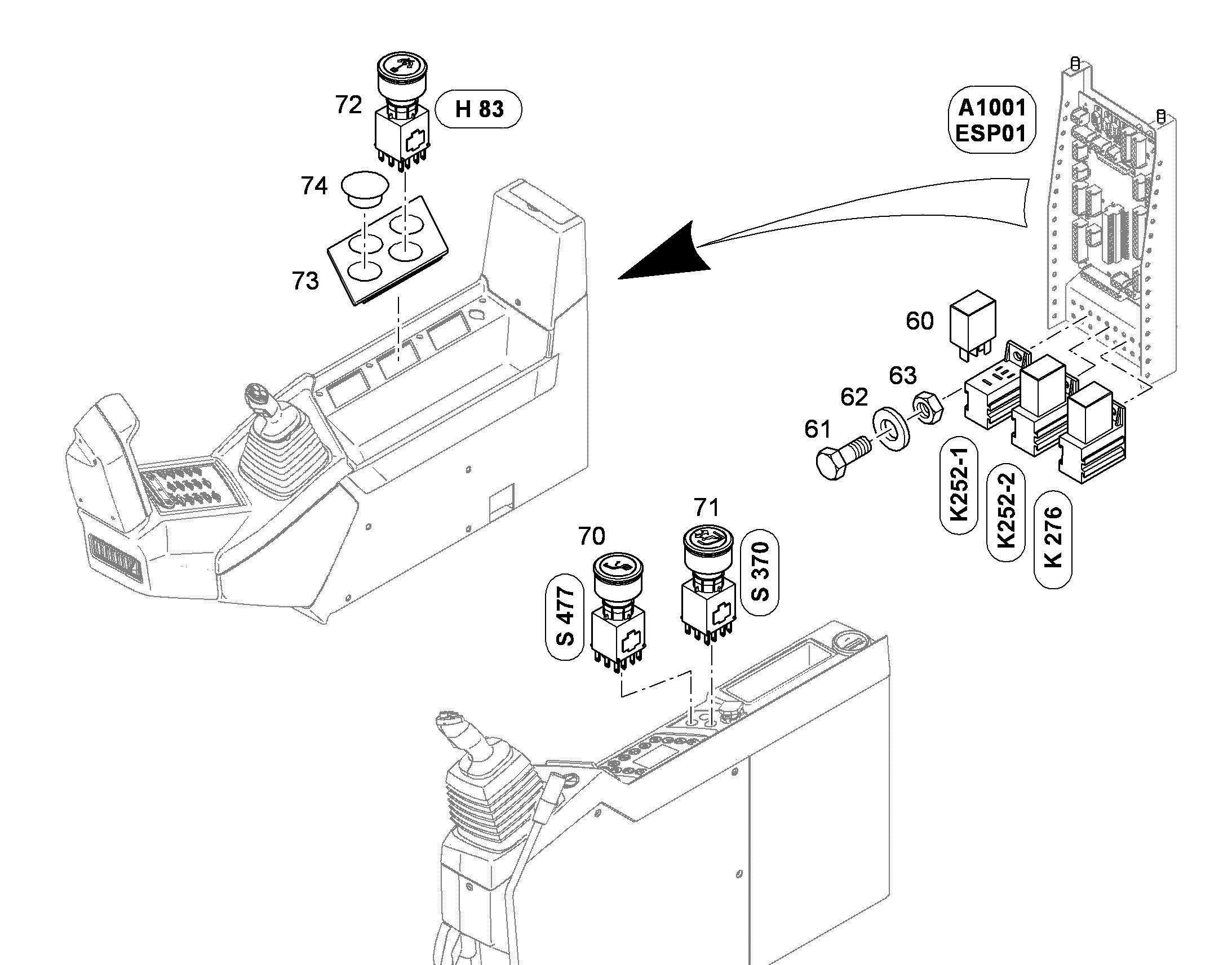 ПЕРЕКЛЮЧАТЕЛЬ В СБОРЕ S477 10382811 LIEBHERR