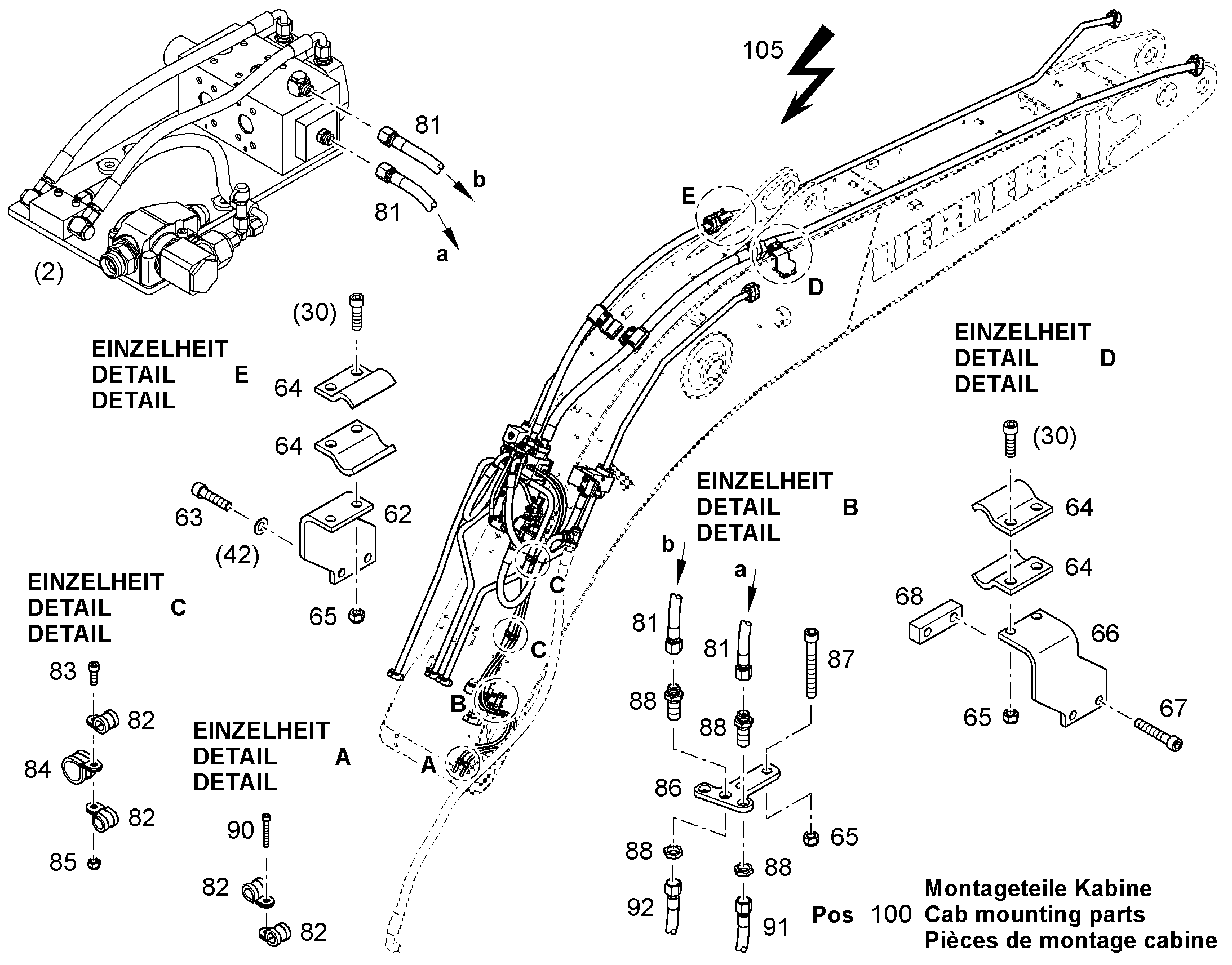 МОНТАЖНЫЕ ЧАСТИ КАБИНЫ 10407541 LIEBHERR