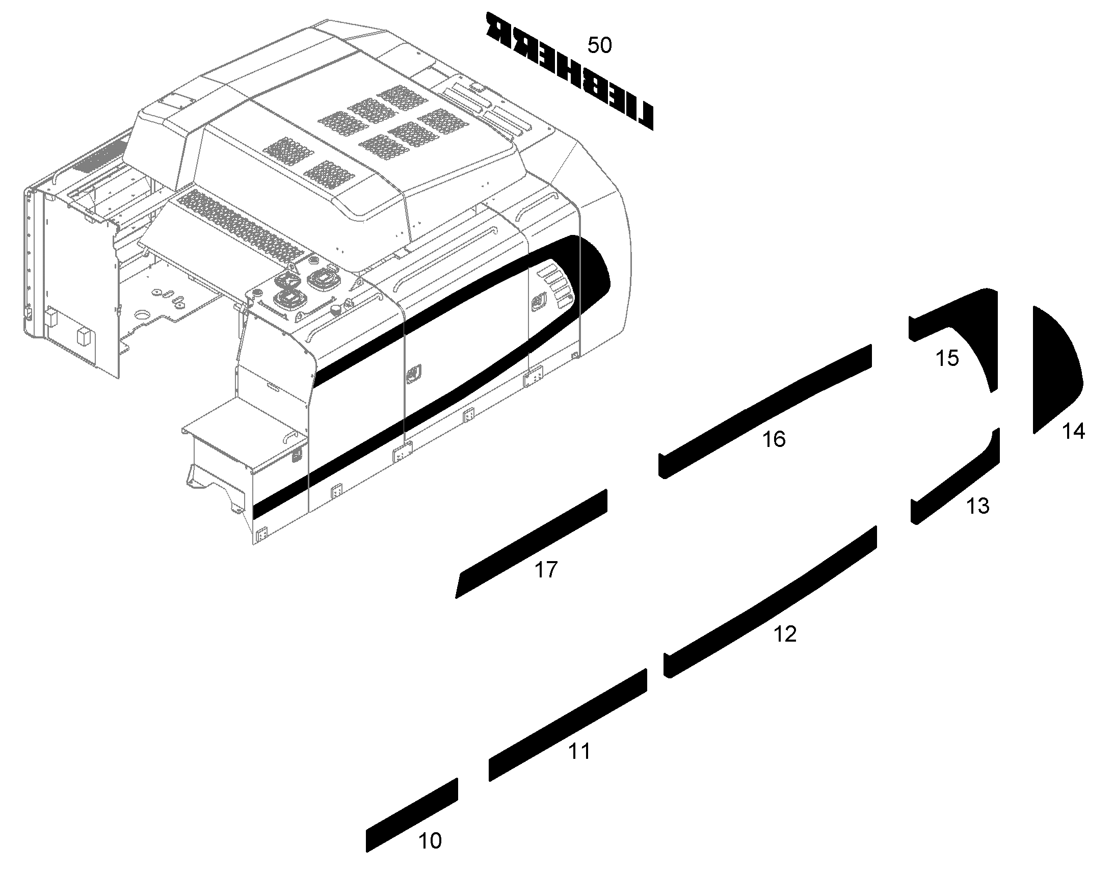 НАКЛЕЙКА 1423,9mmX125mm 10838433 LIEBHERR