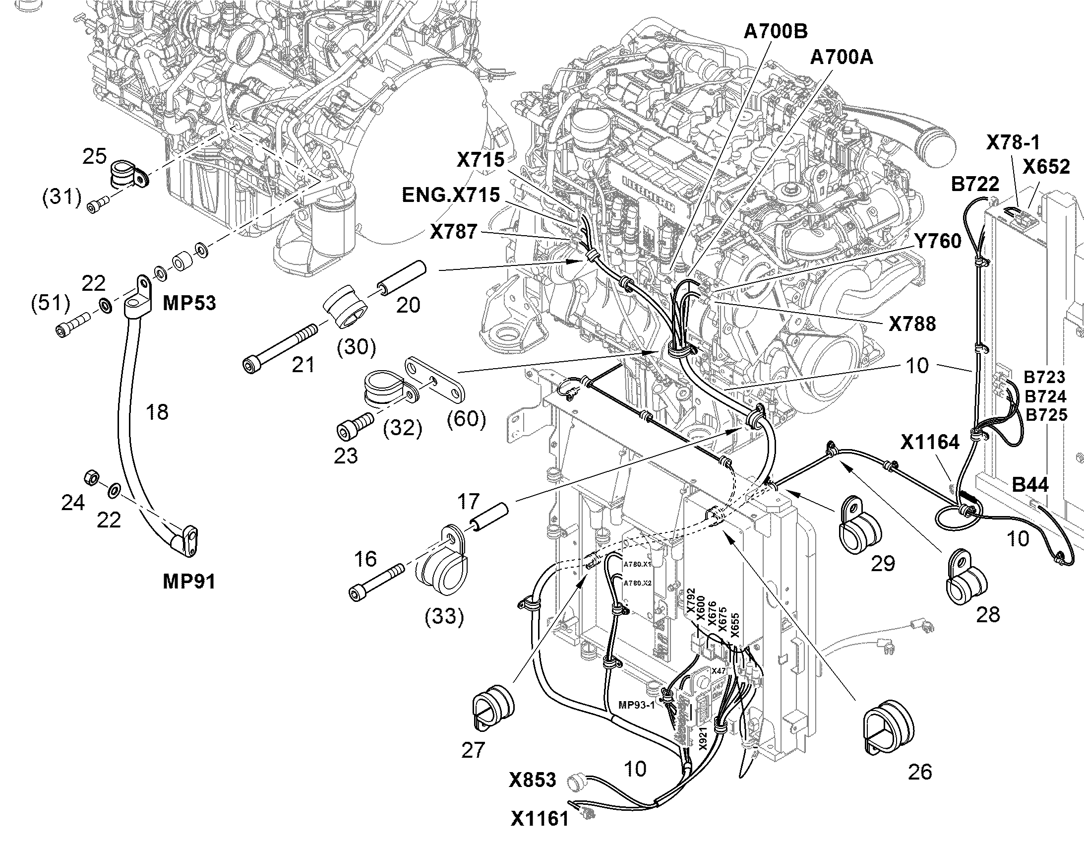 ЖГУТ КАБЕЛЕЙ ДВИГАТЕЛЬ W3 10832532 LIEBHERR