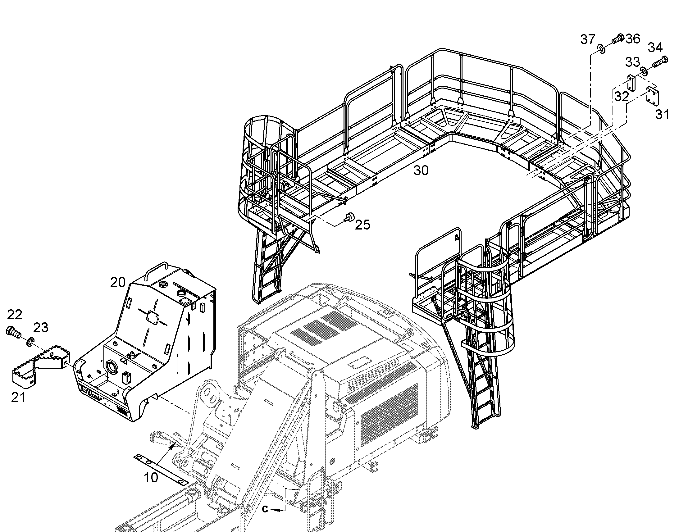 МОСТИК ШИРОКИЙ С ПОРУЧНИ 10839641 LIEBHERR